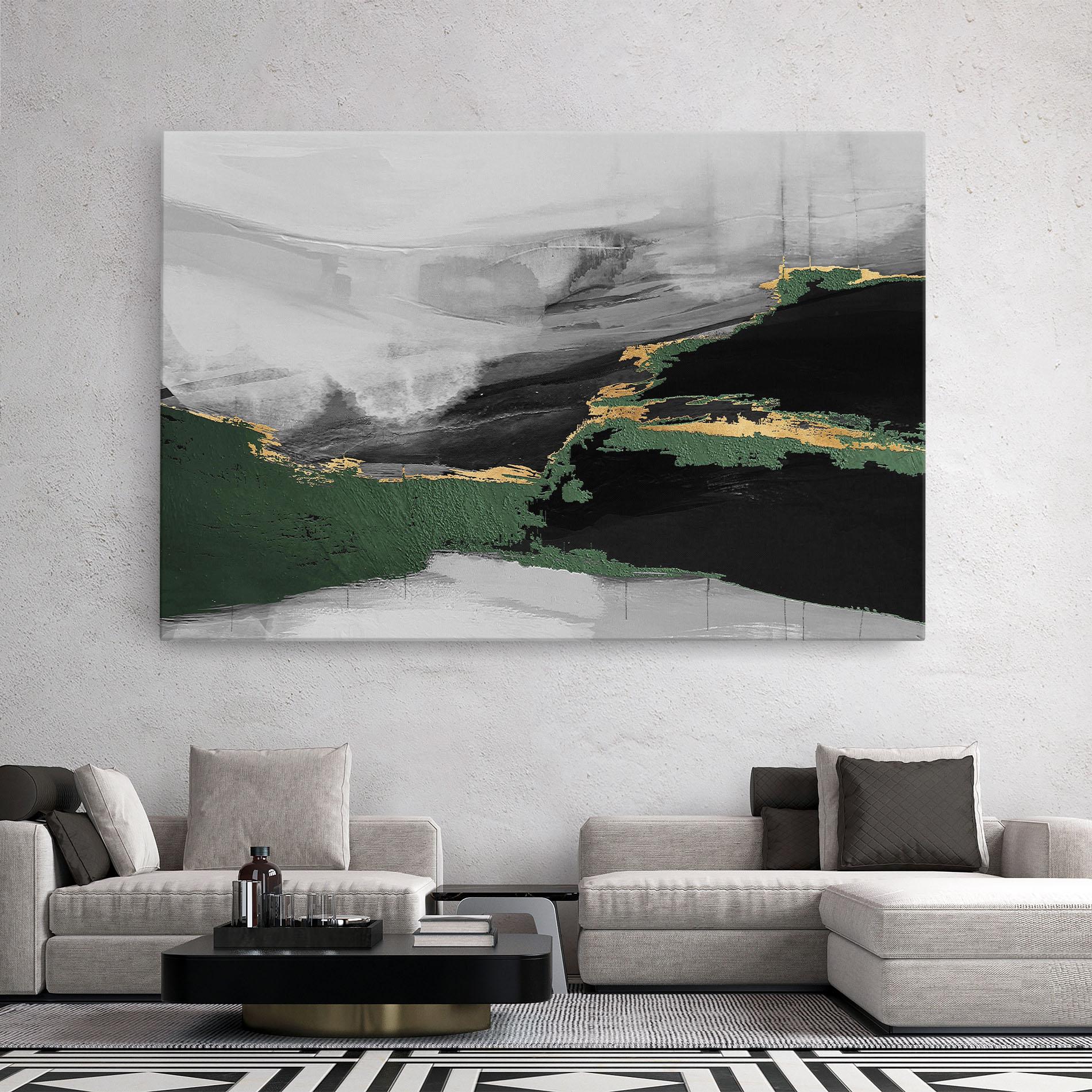 Vászonkép Grey With Green Painting mockup 2