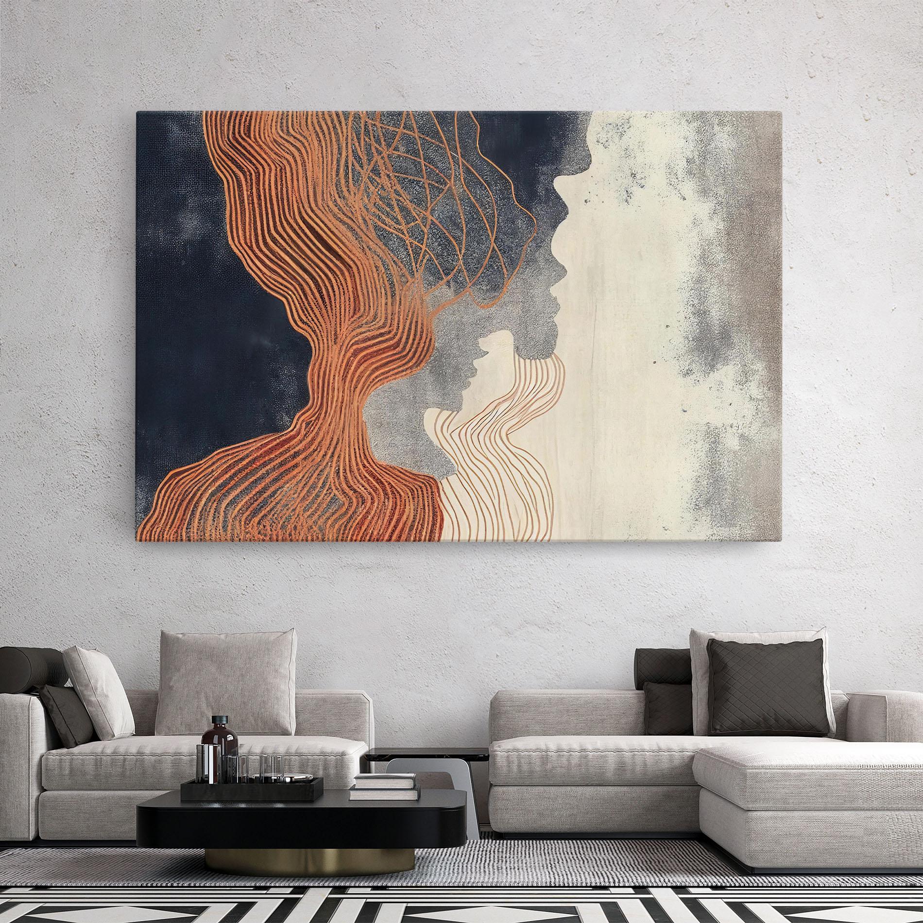 Vászonkép Orange Lines On Blue mockup 2