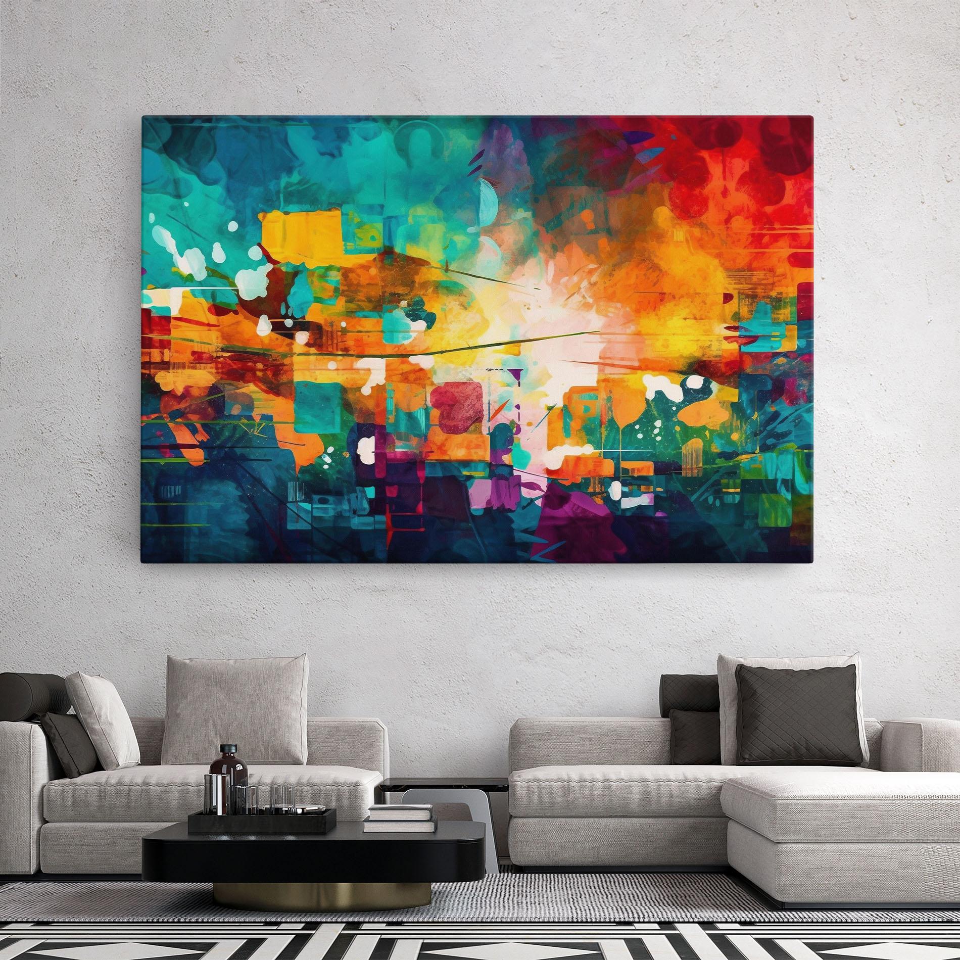 Vászonkép Vibrant Colors On Blue Background mockup 2