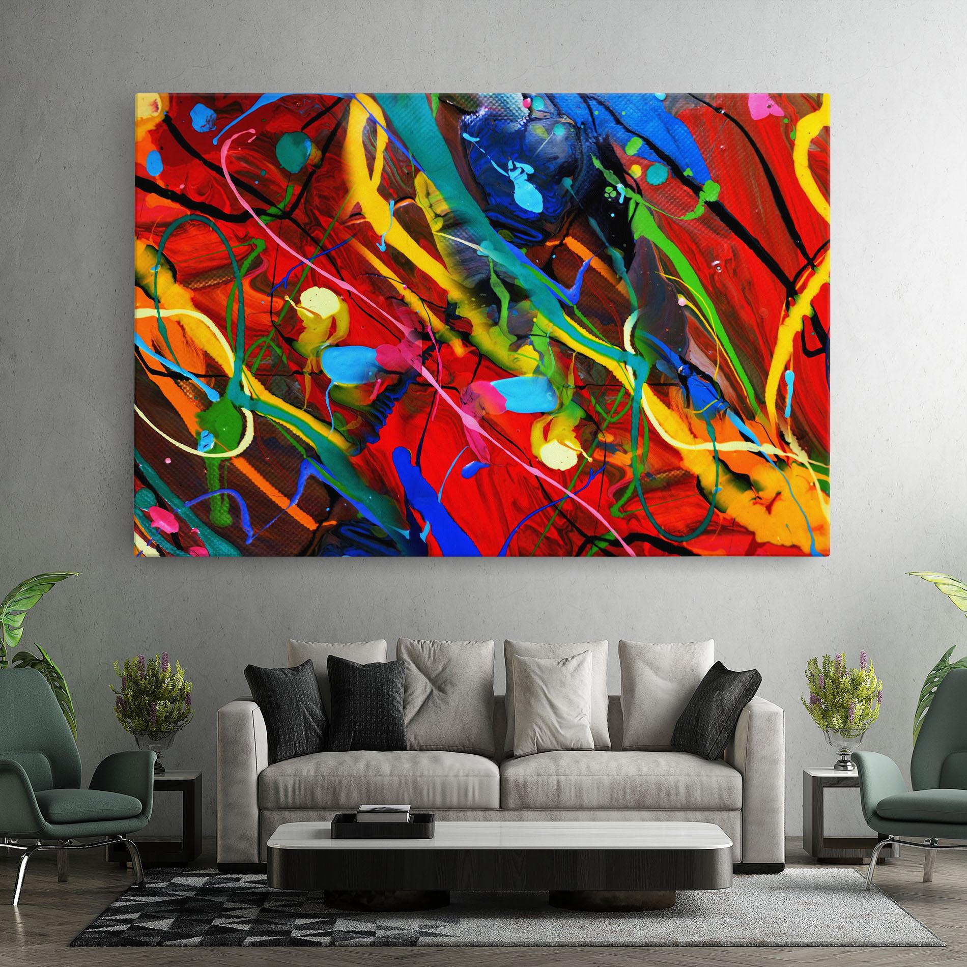 Vászonkép Hand Draw Red Painting mockup 7