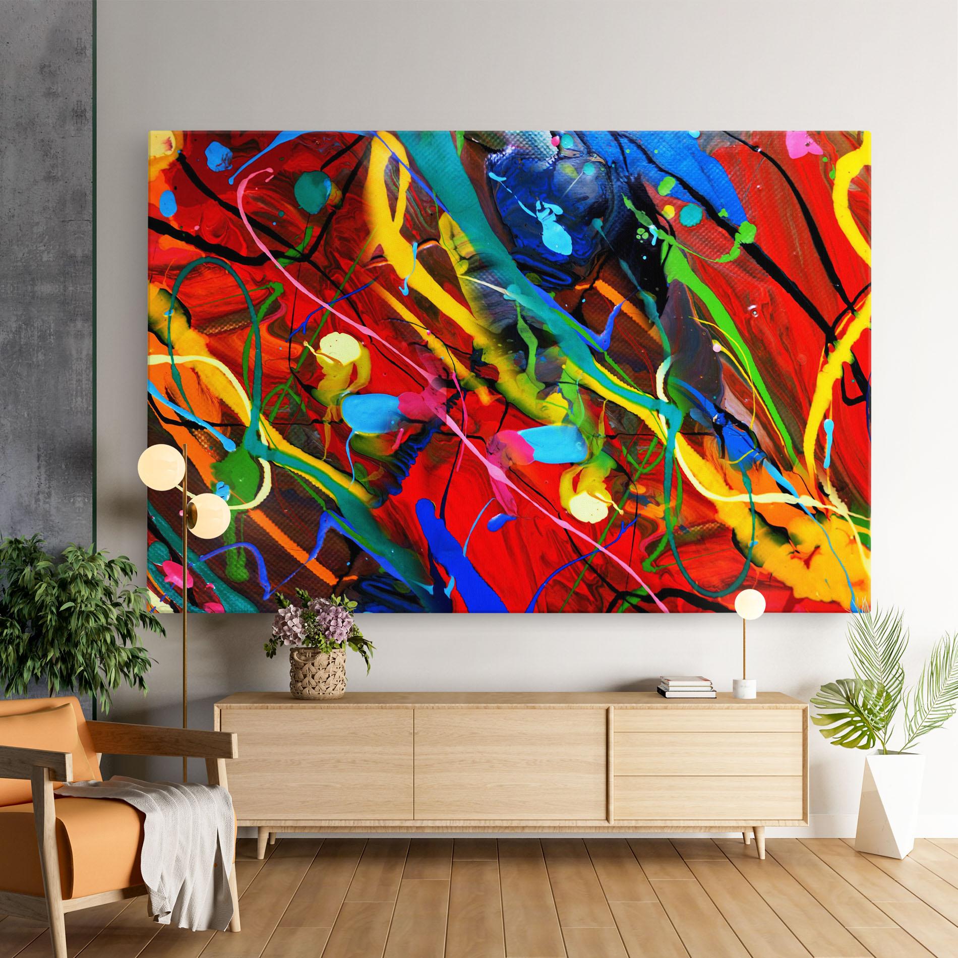 Vászonkép Hand Draw Red Painting mockup 9