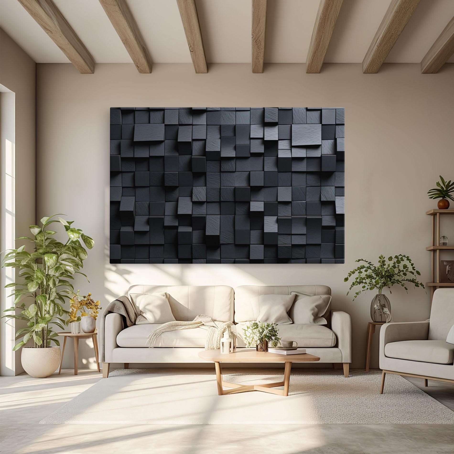 Vászonkép Black Square Pattern mockup 6