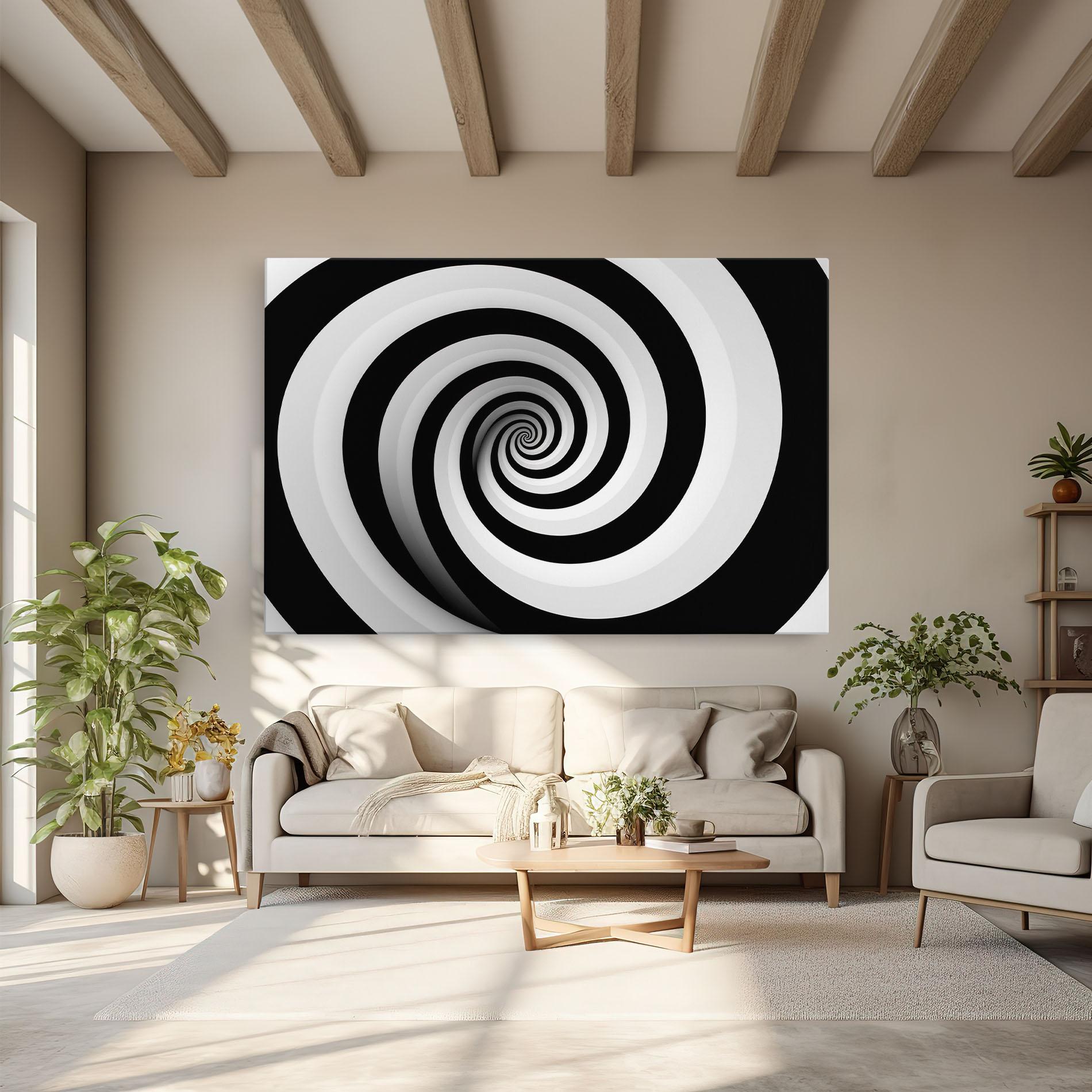 Vászonkép Black White Spiral mockup 6