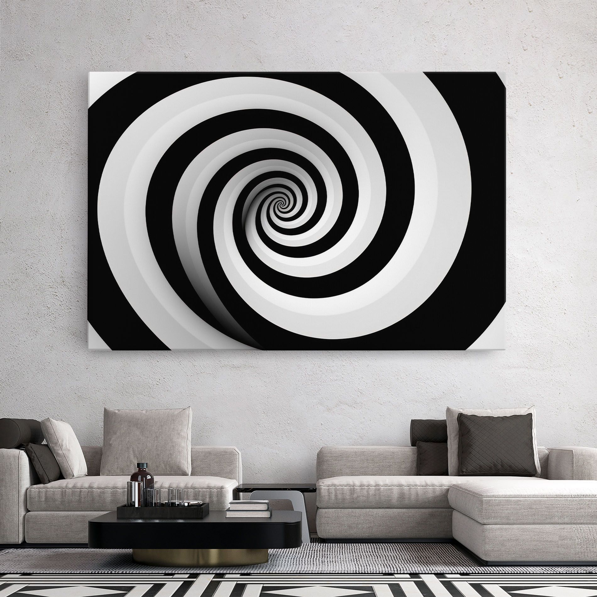 Black White Spiral mockup 2