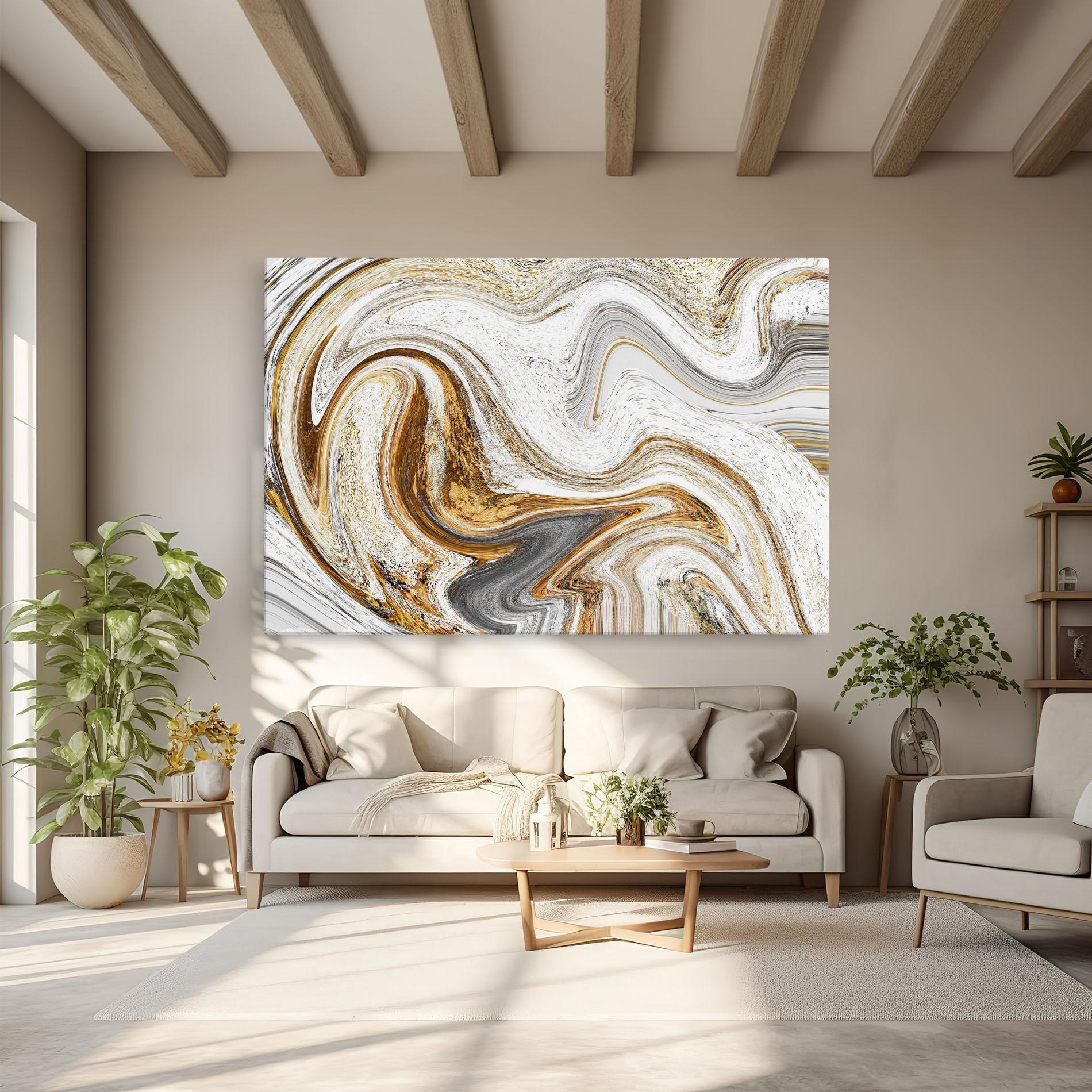 Vászonkép Gold White Liquid mockup 6