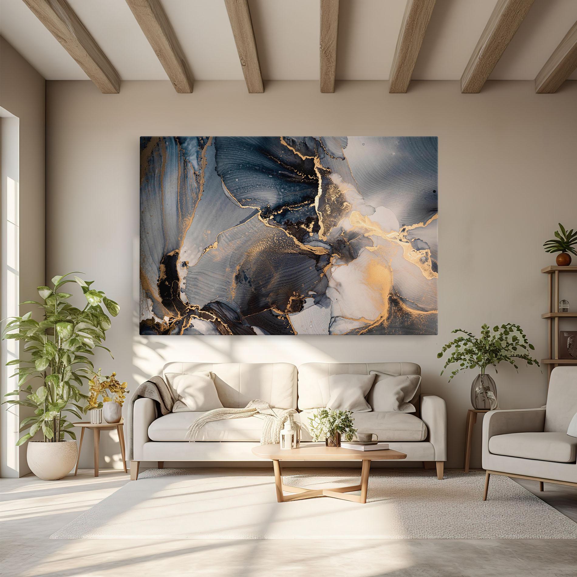 Vászonkép Golden Abstract Marble mockup 6