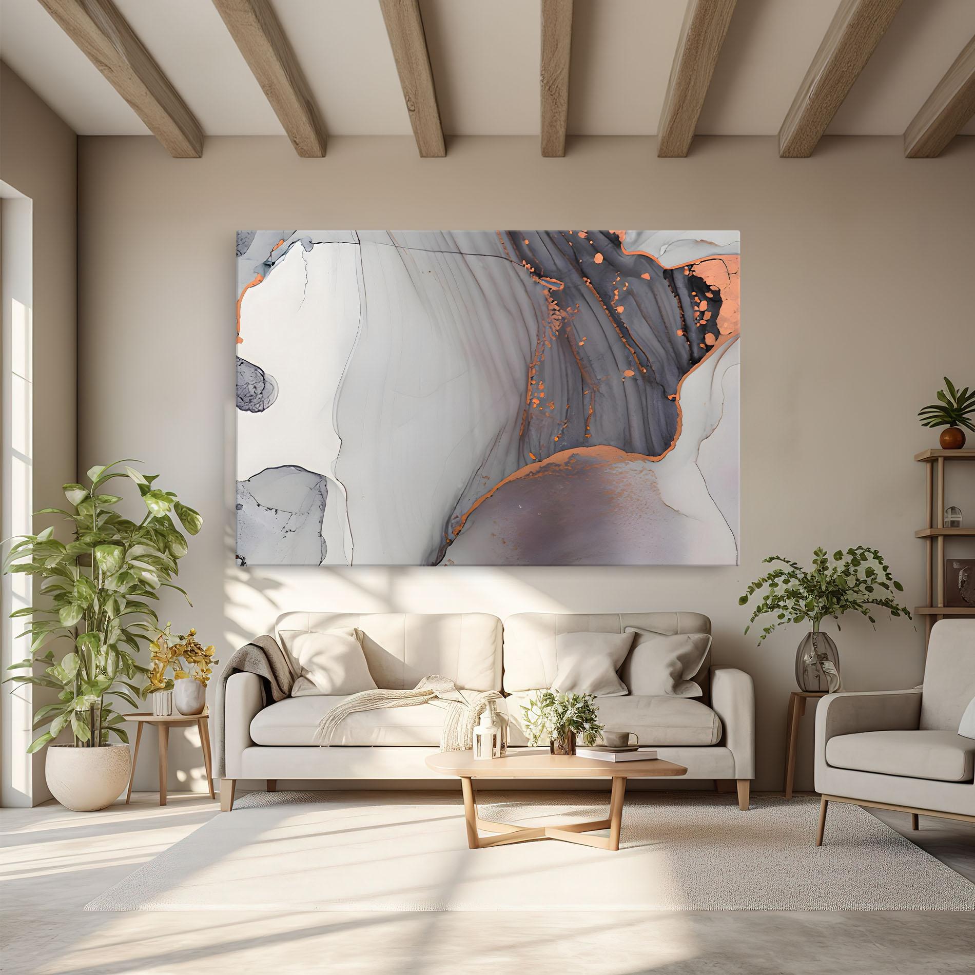 Vászonkép Grey Pink Liquid Marble mockup 6