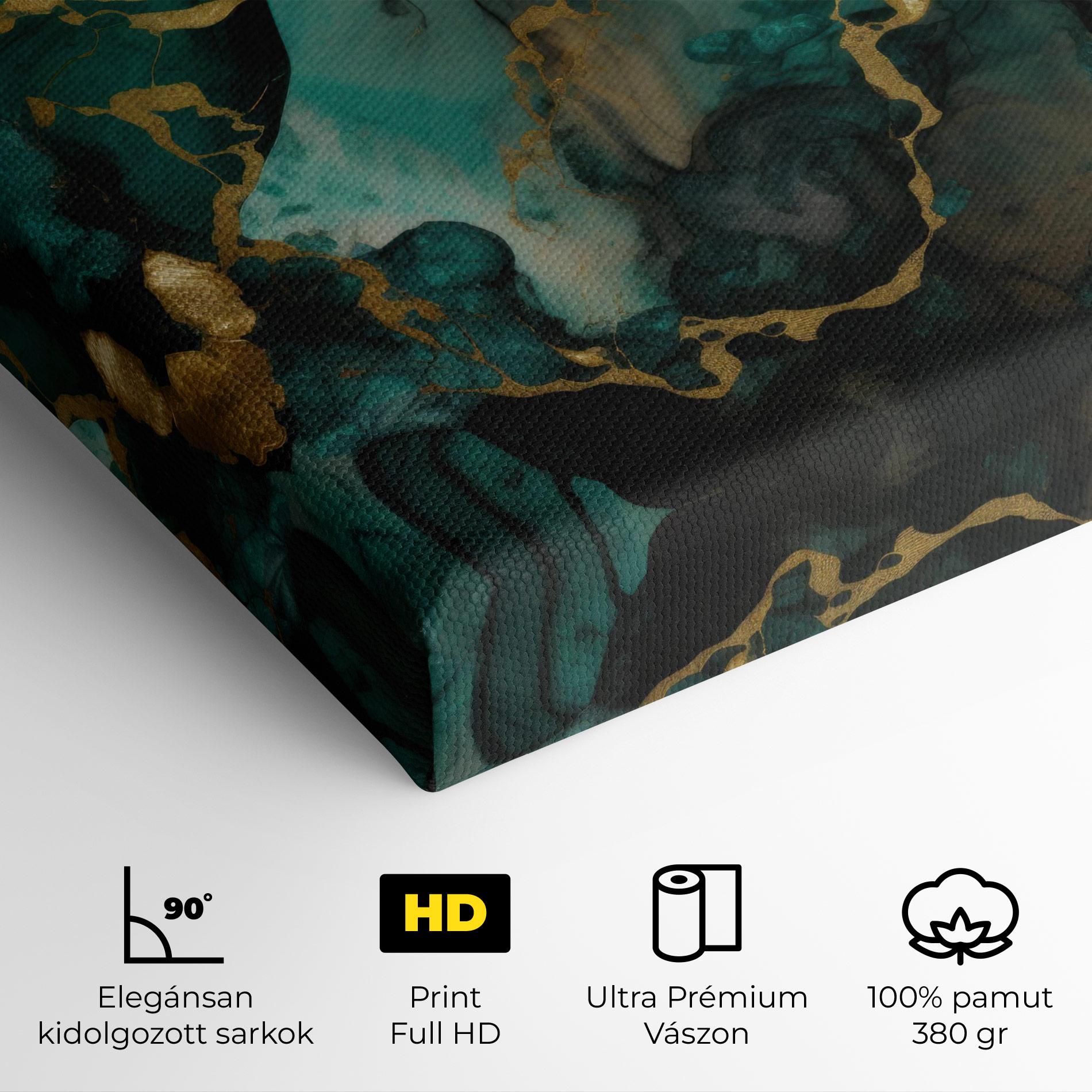 Vászonkép Dark Green Golden Marble mockup 4