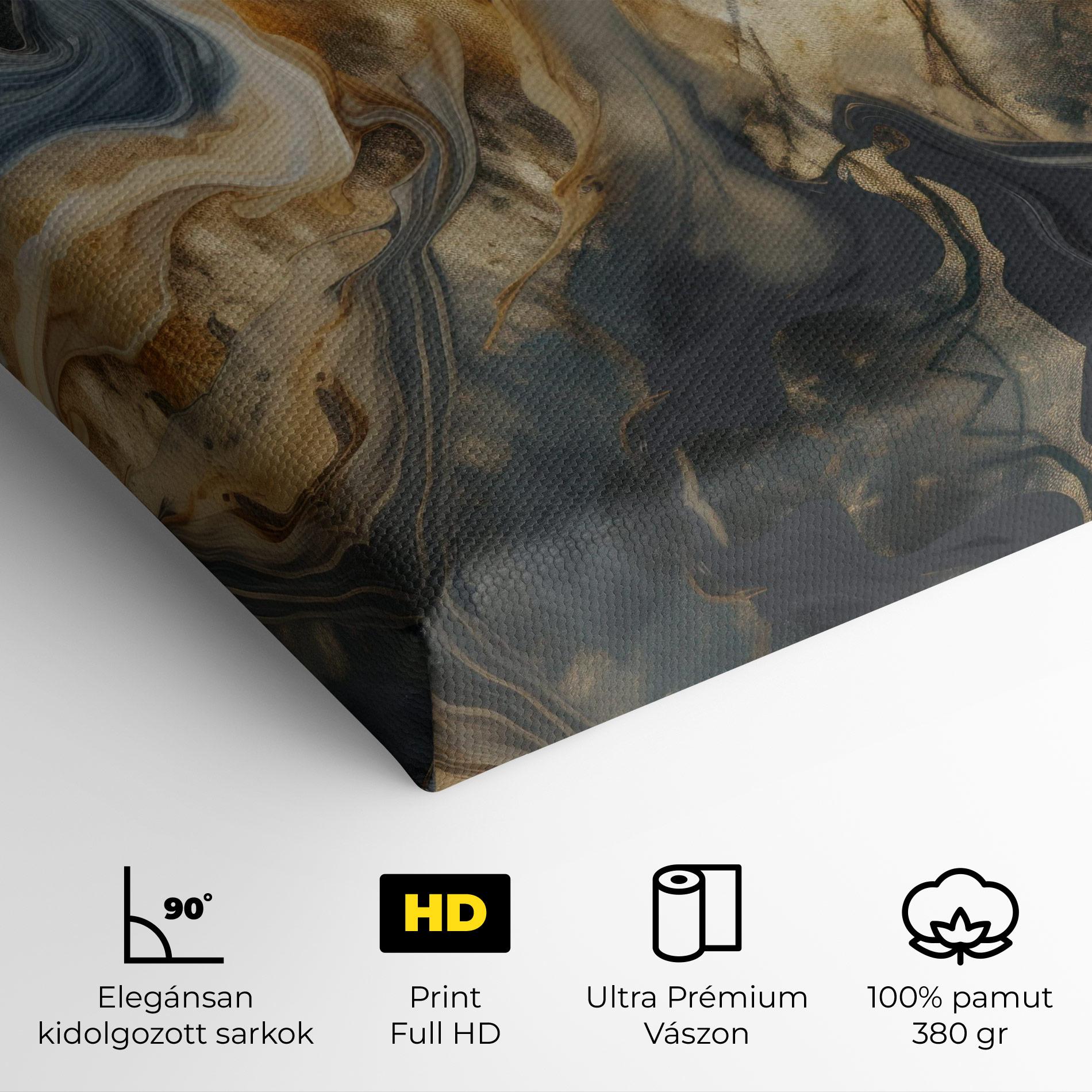 Vászonkép Grey Gold Liquid Marble mockup 4