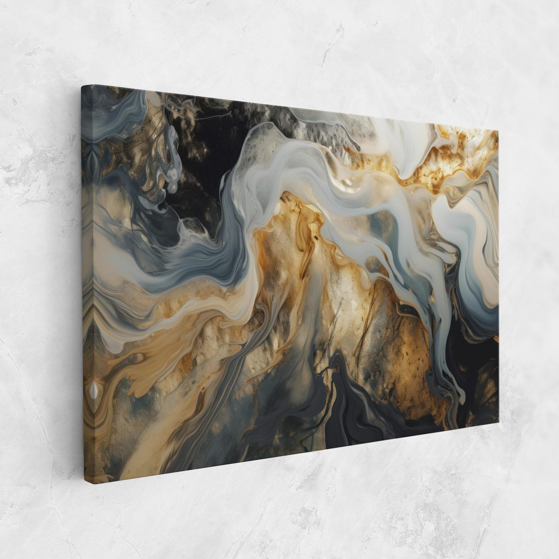 Vászonkép Grey Gold Liquid Marble mockup 1