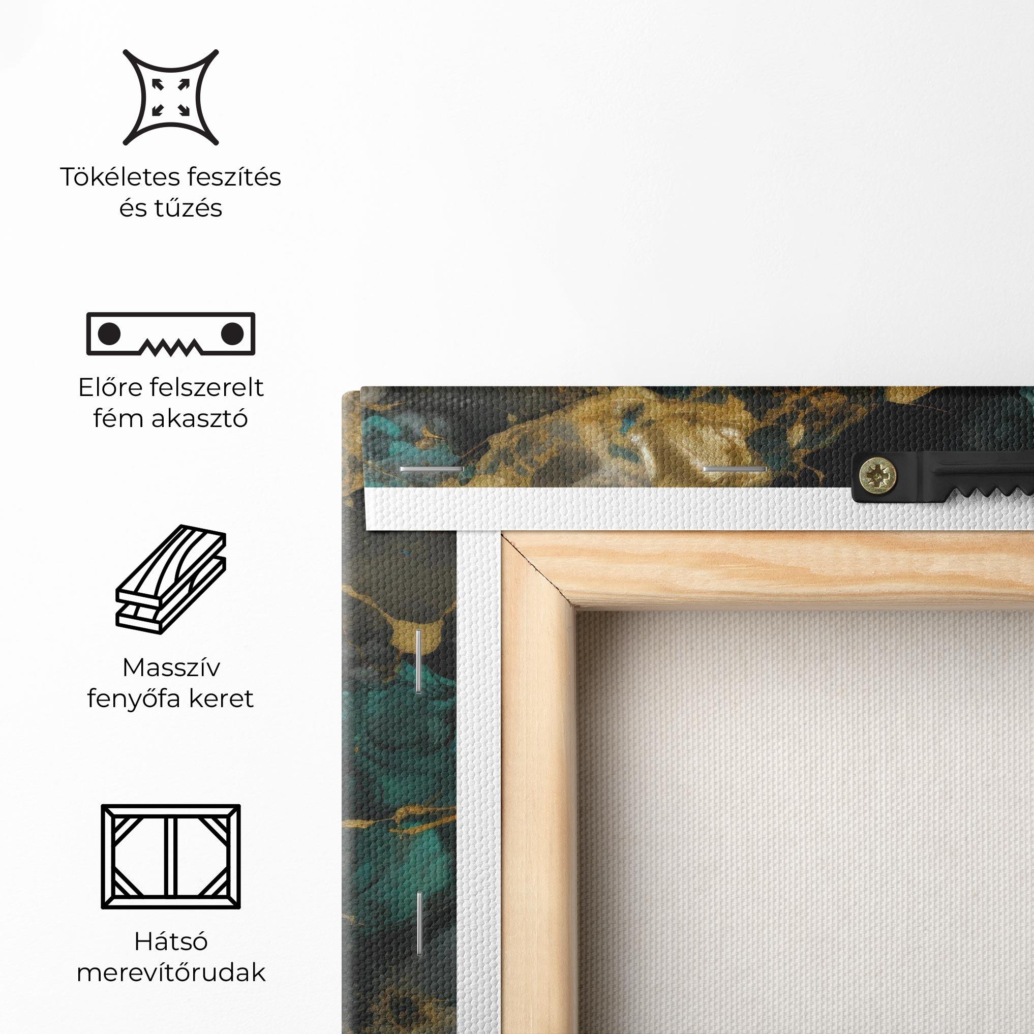 Vászonkép Dark Green Golden Marble mockup 5