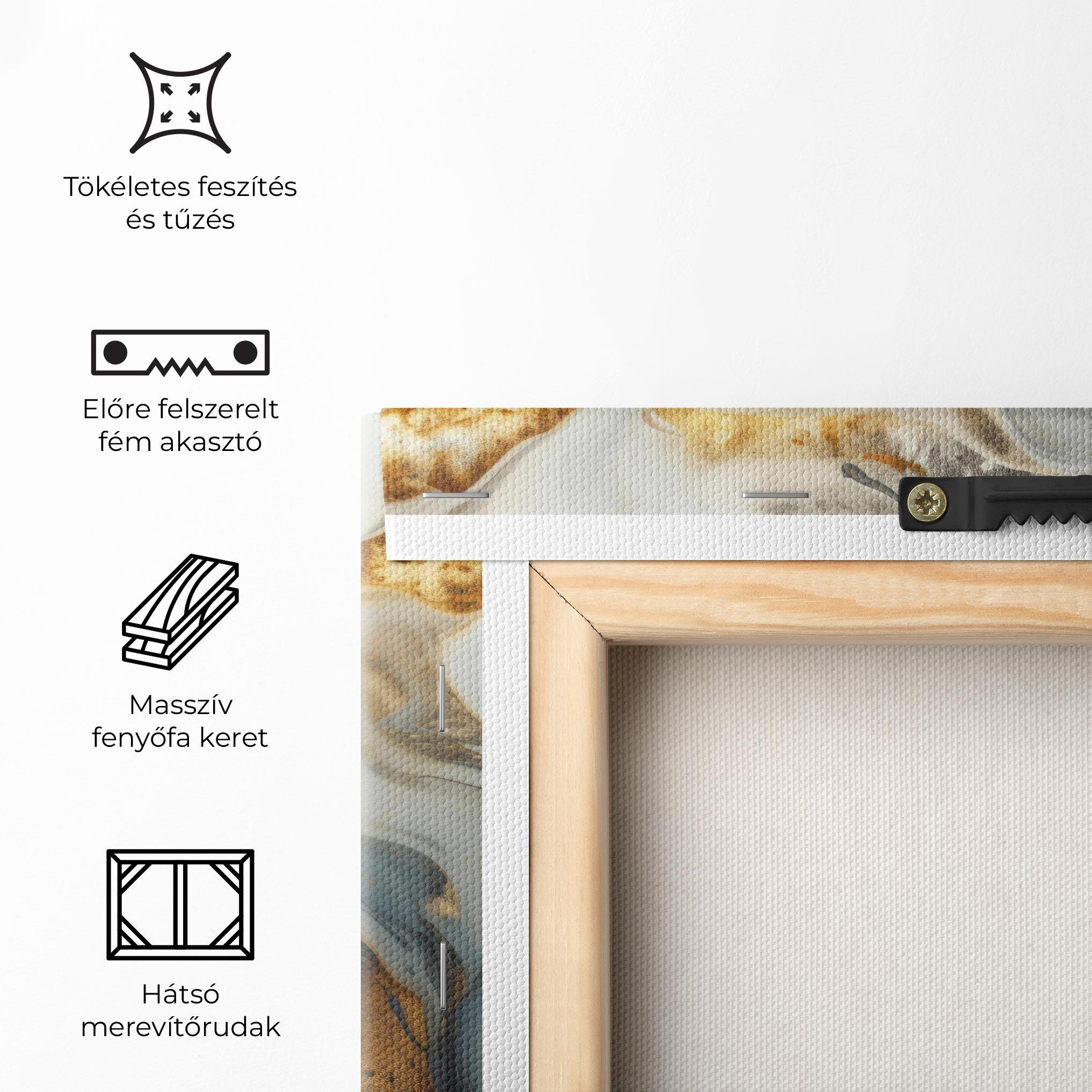 Vászonkép Grey Gold Liquid Marble mockup 5