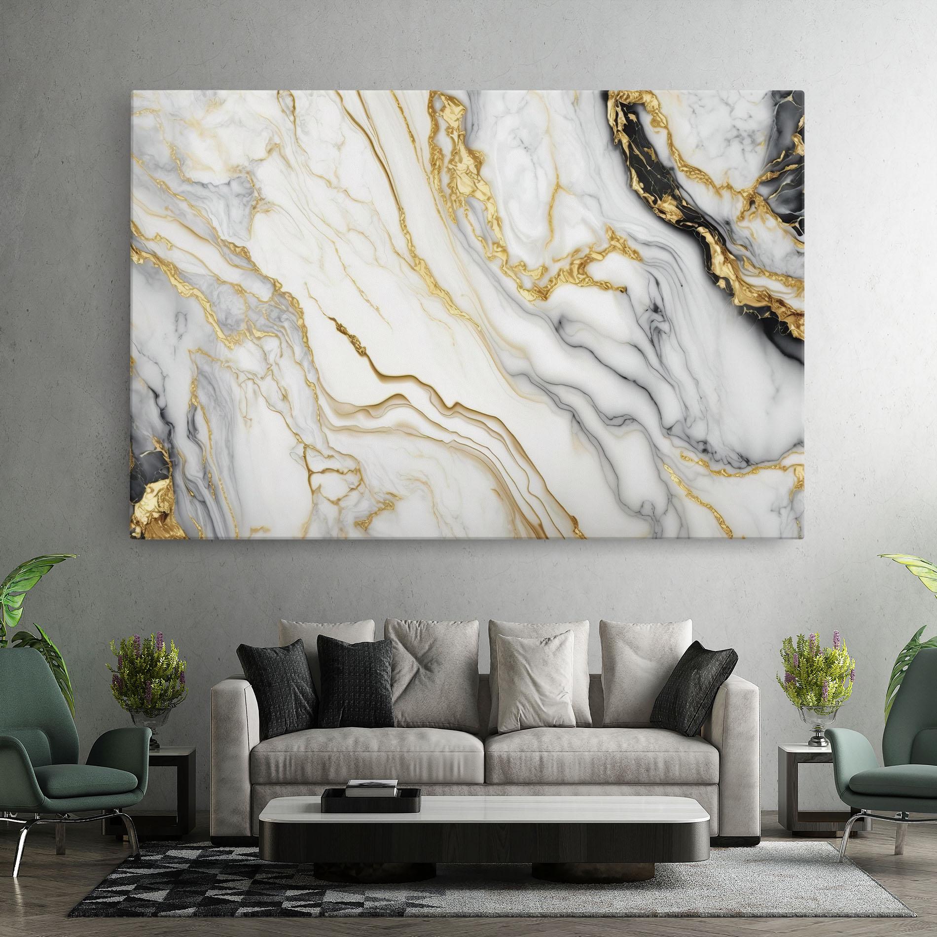 Vászonkép White Golden Marble mockup 7