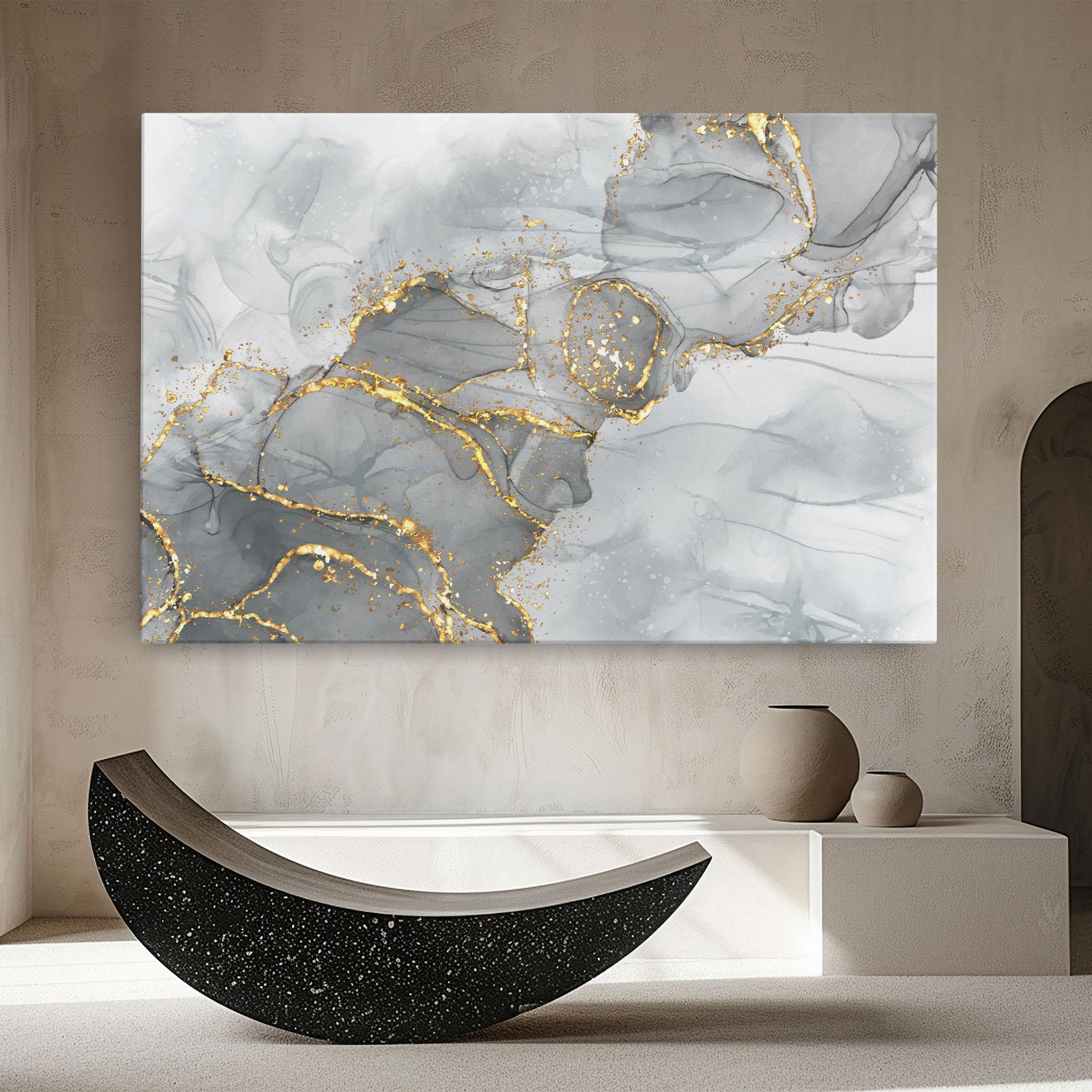 Vászonkép White Ink Marble mockup 8