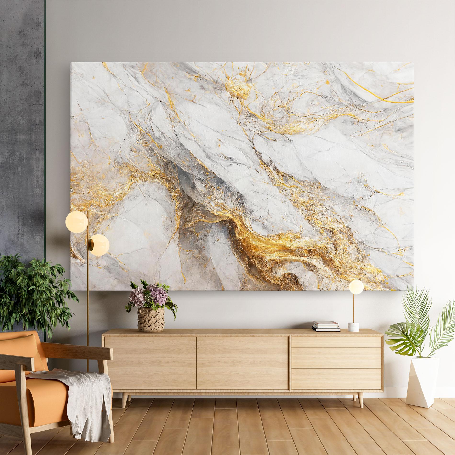 Vászonkép Gold Liquid Grey Marble mockup 9