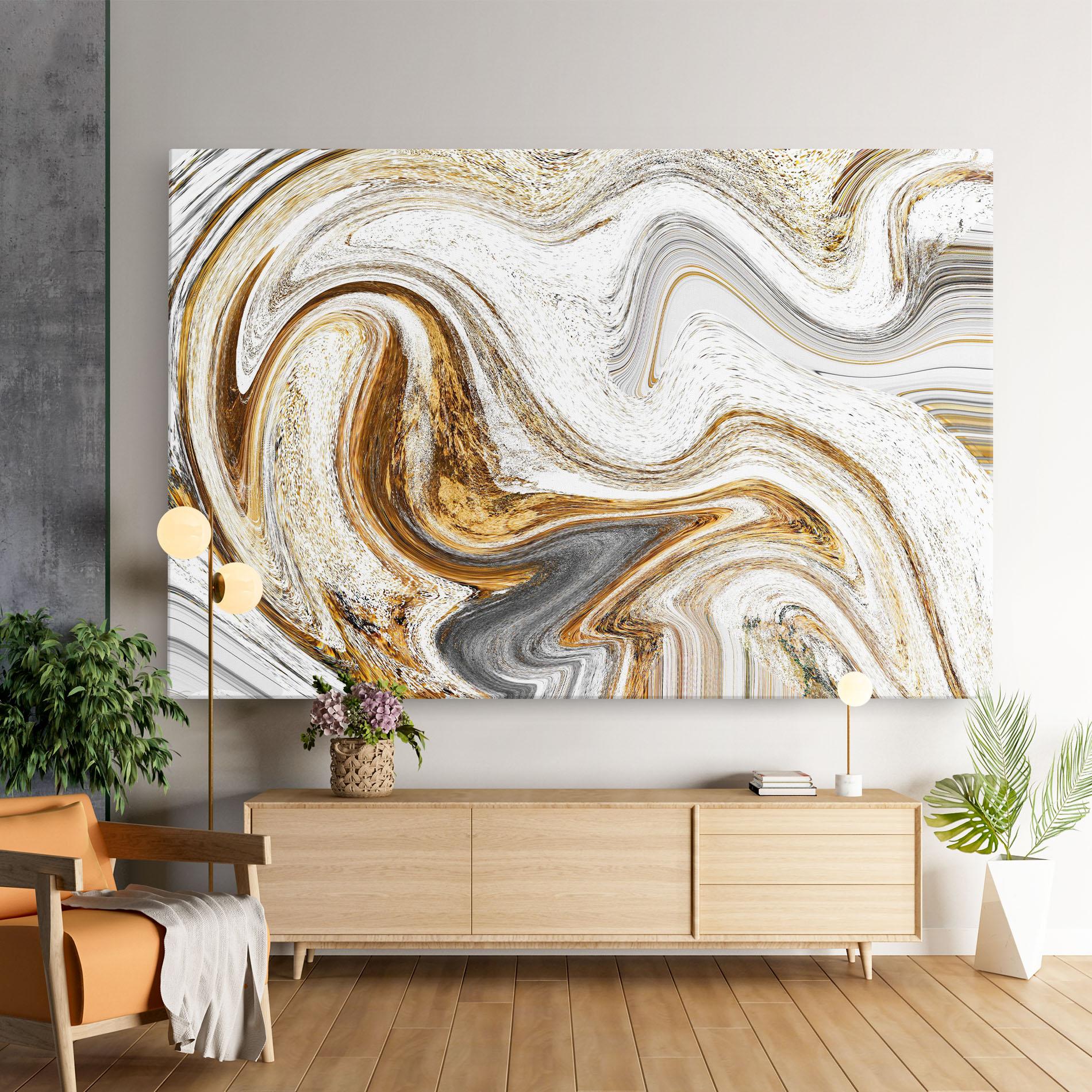 Vászonkép Gold White Liquid mockup 9