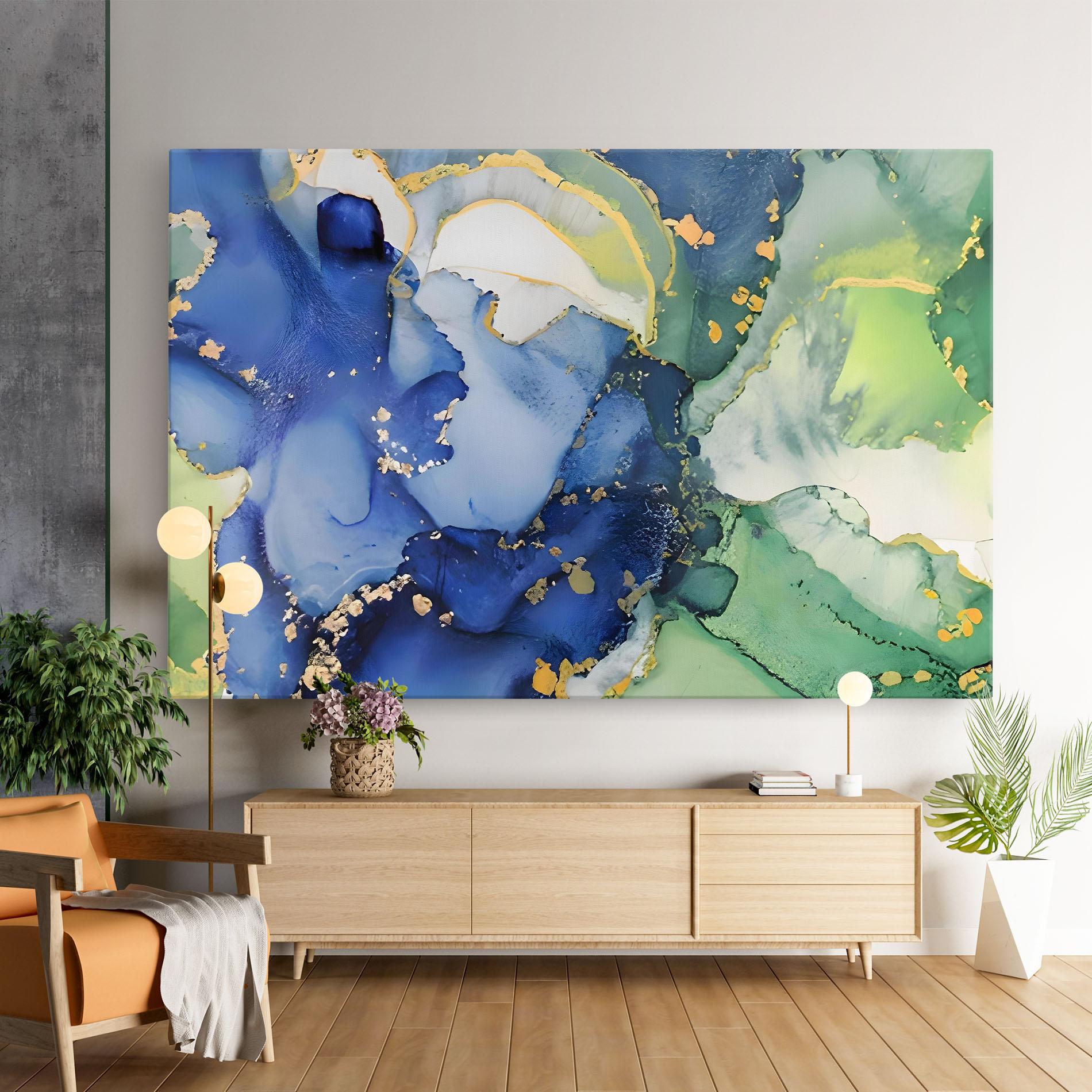 Vászonkép Green Paint Marble mockup 9
