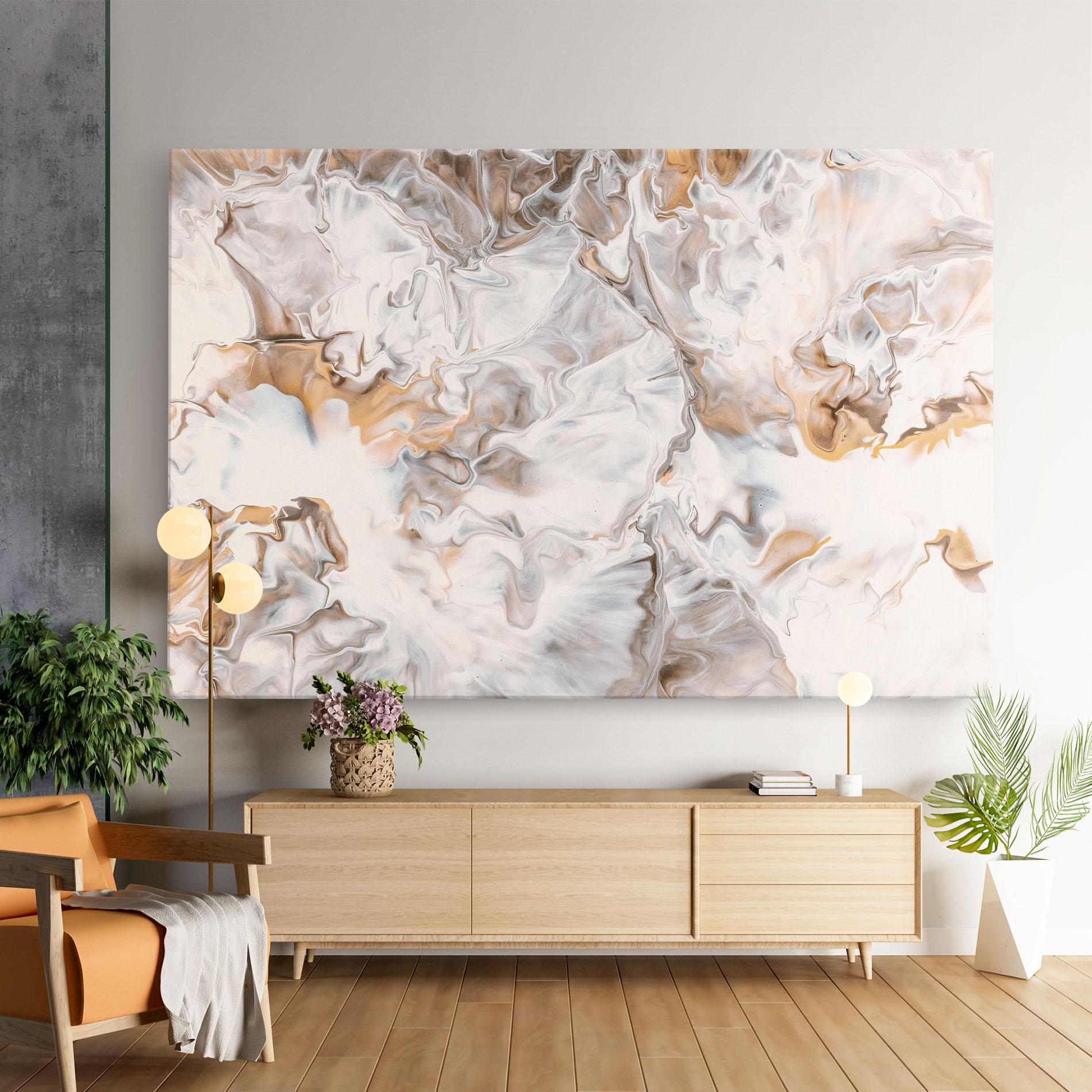 Vászonkép White Gold Abstract mockup 9