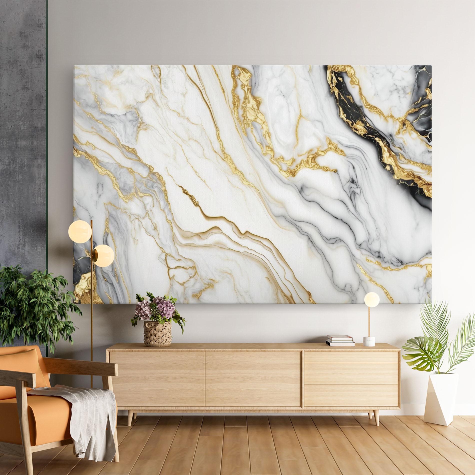Vászonkép White Golden Marble mockup 9