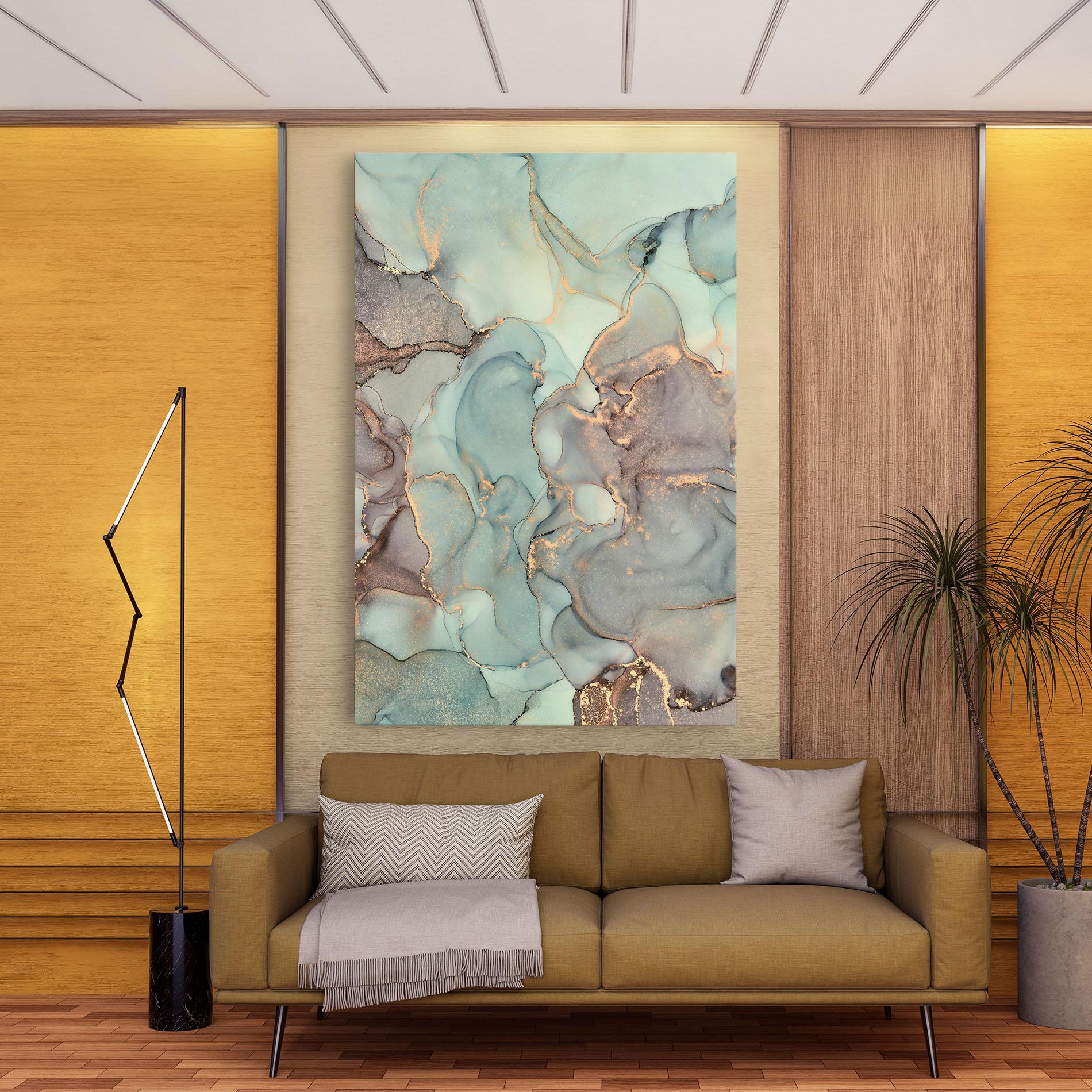 Vászonkép Abstract Turquoise Marble mockup 9