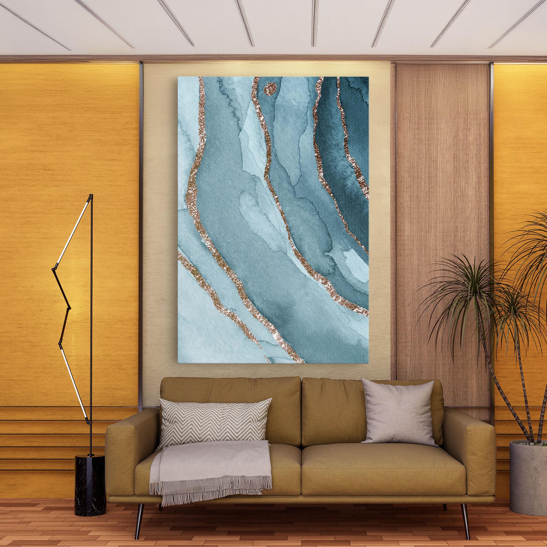 Vászonkép Blue Golden Glitter mockup 9