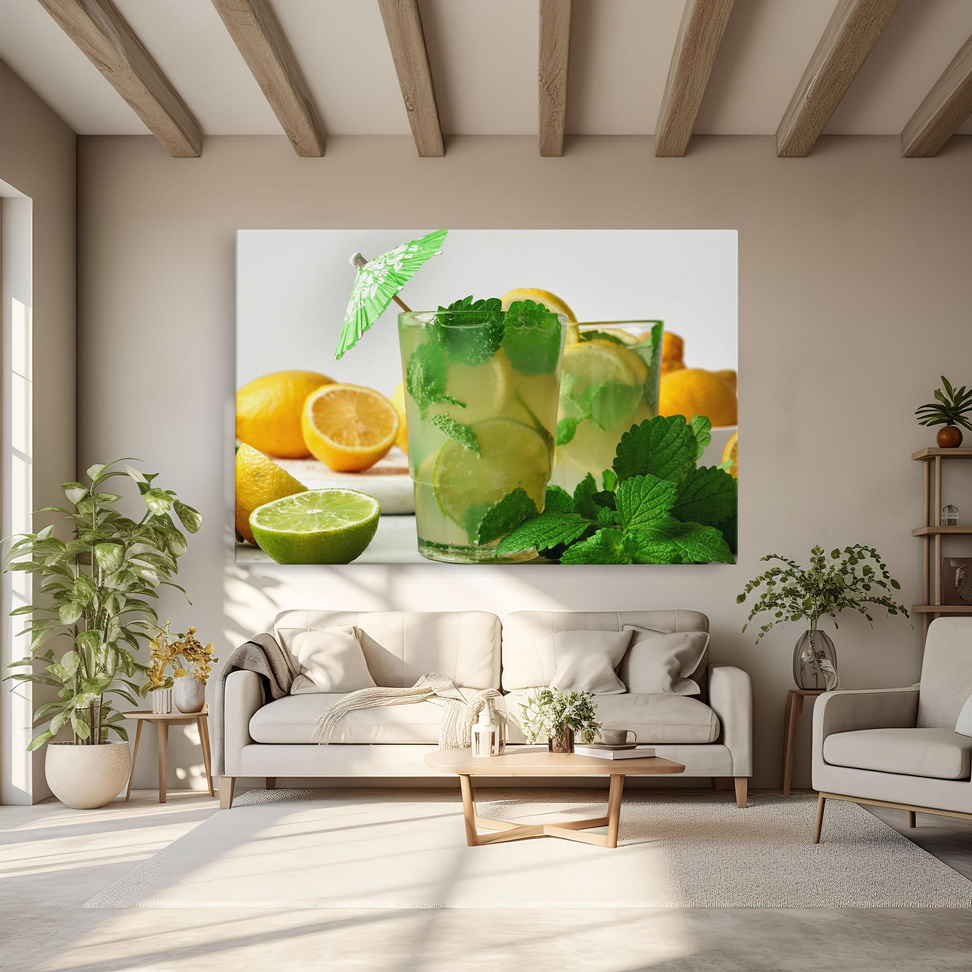 Vászonkép Mint Leaves Lemonade mockup 6