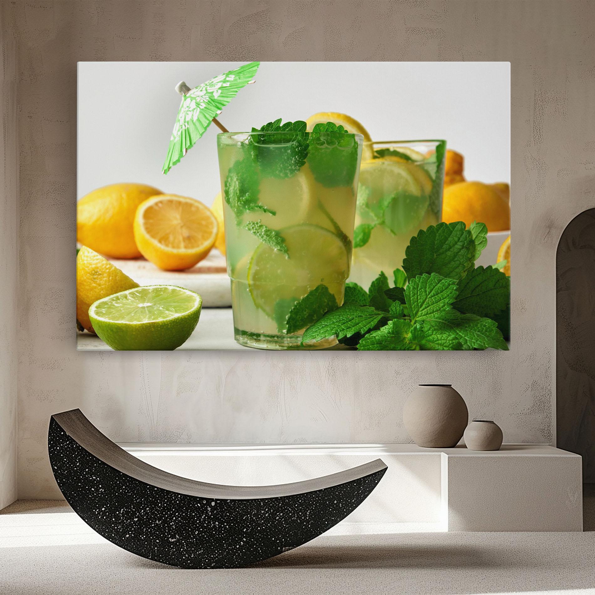 Vászonkép Mint Leaves Lemonade mockup 8