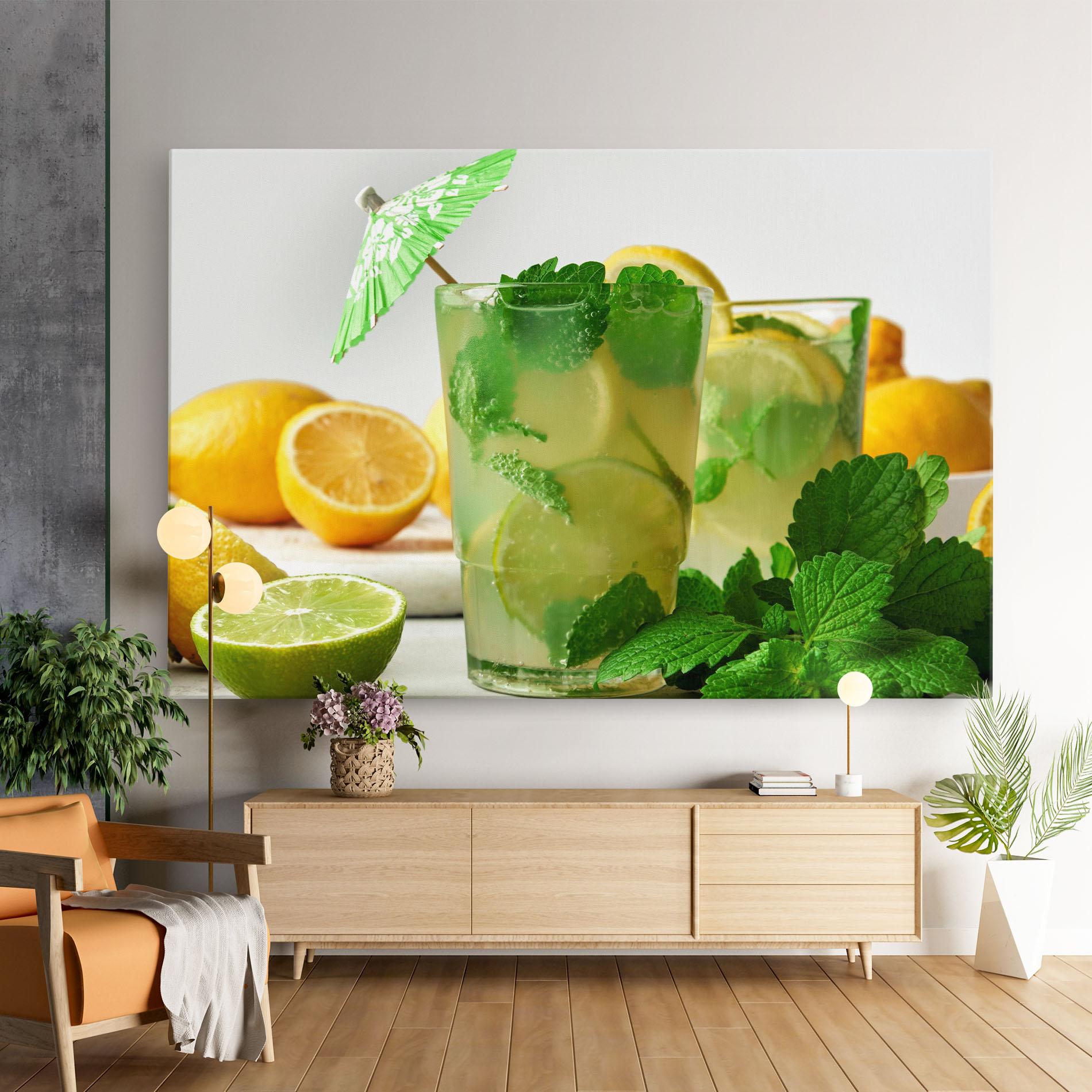 Vászonkép Mint Leaves Lemonade mockup 9