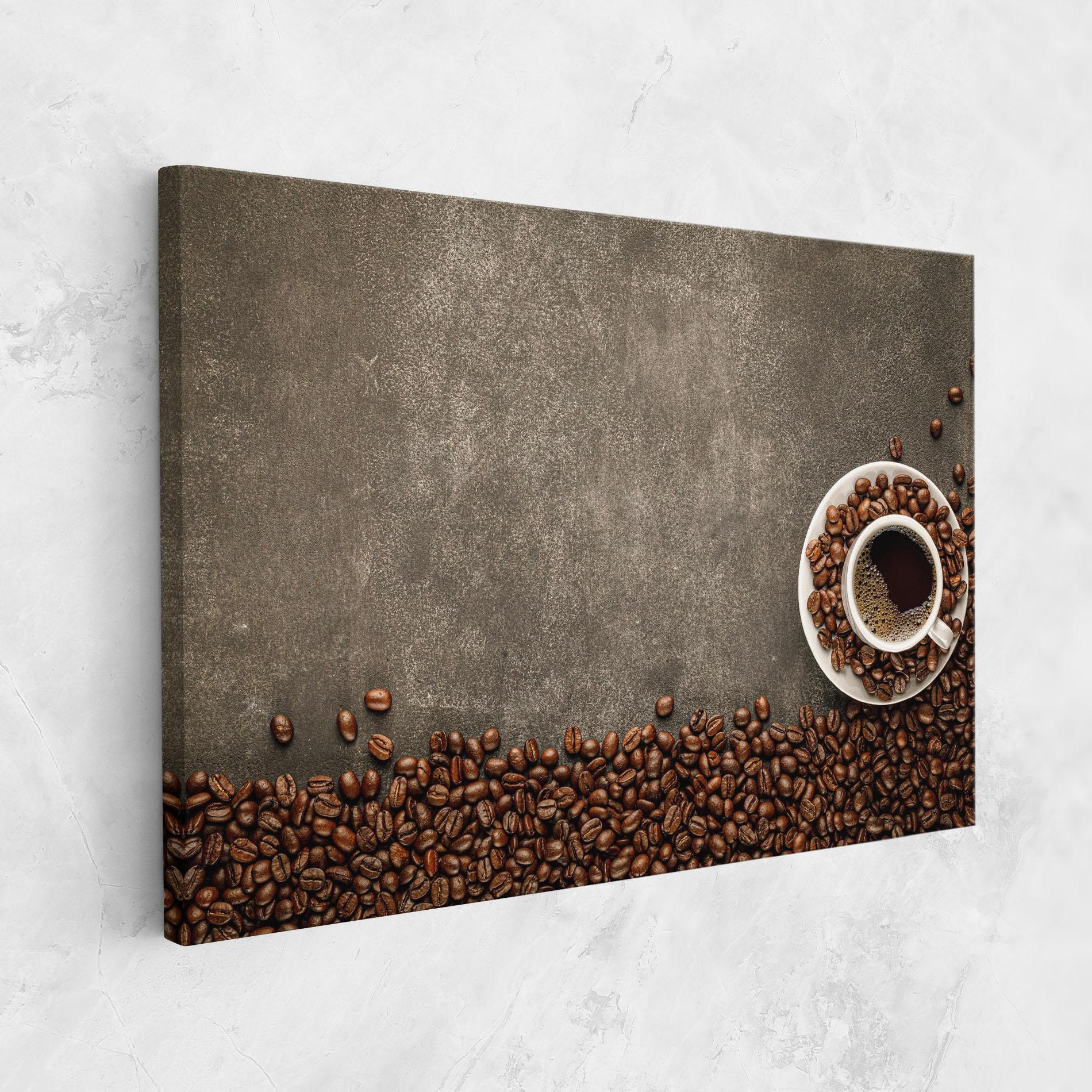 Vászonkép Coffee On Grey Table mockup 1