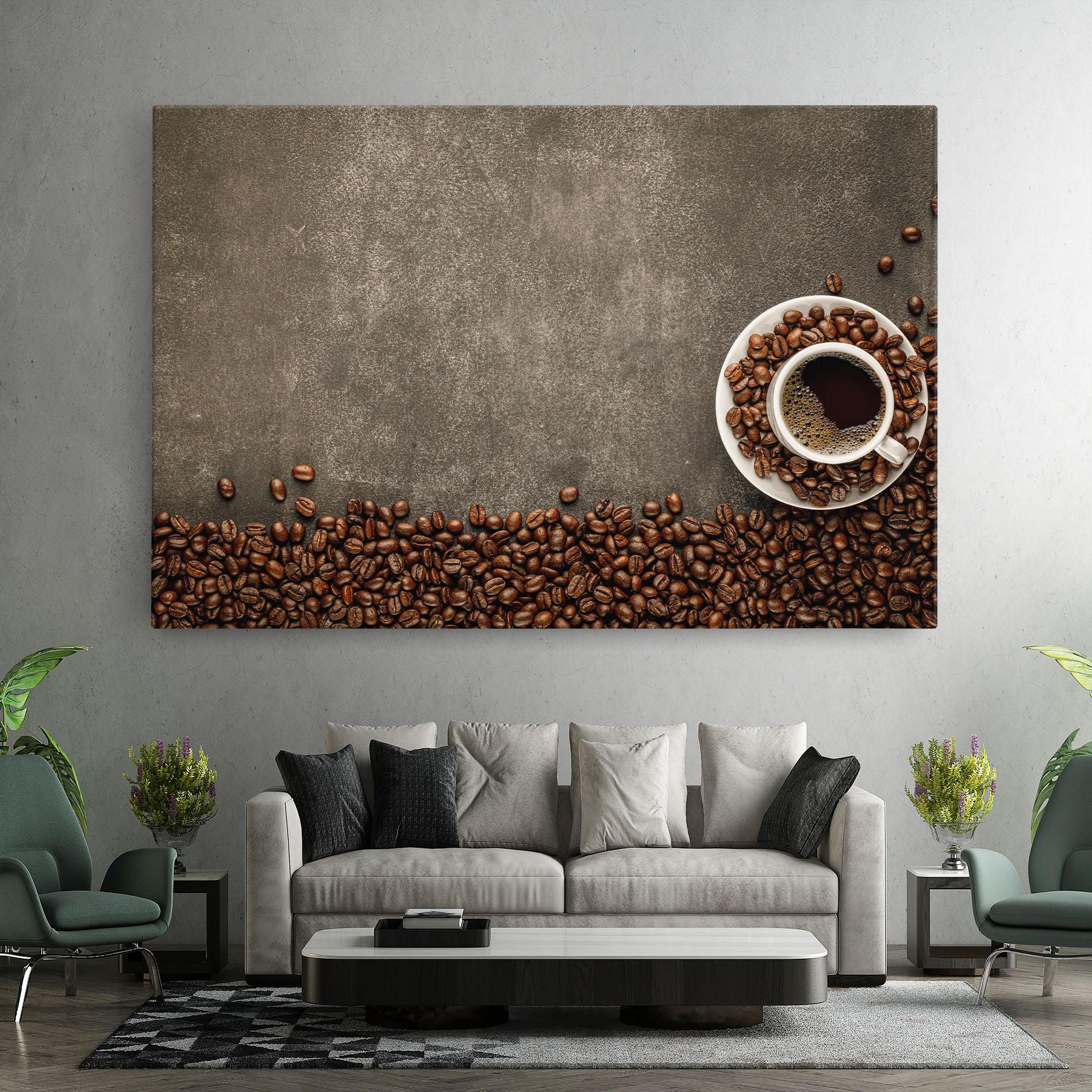 Vászonkép Coffee On Grey Table mockup 7