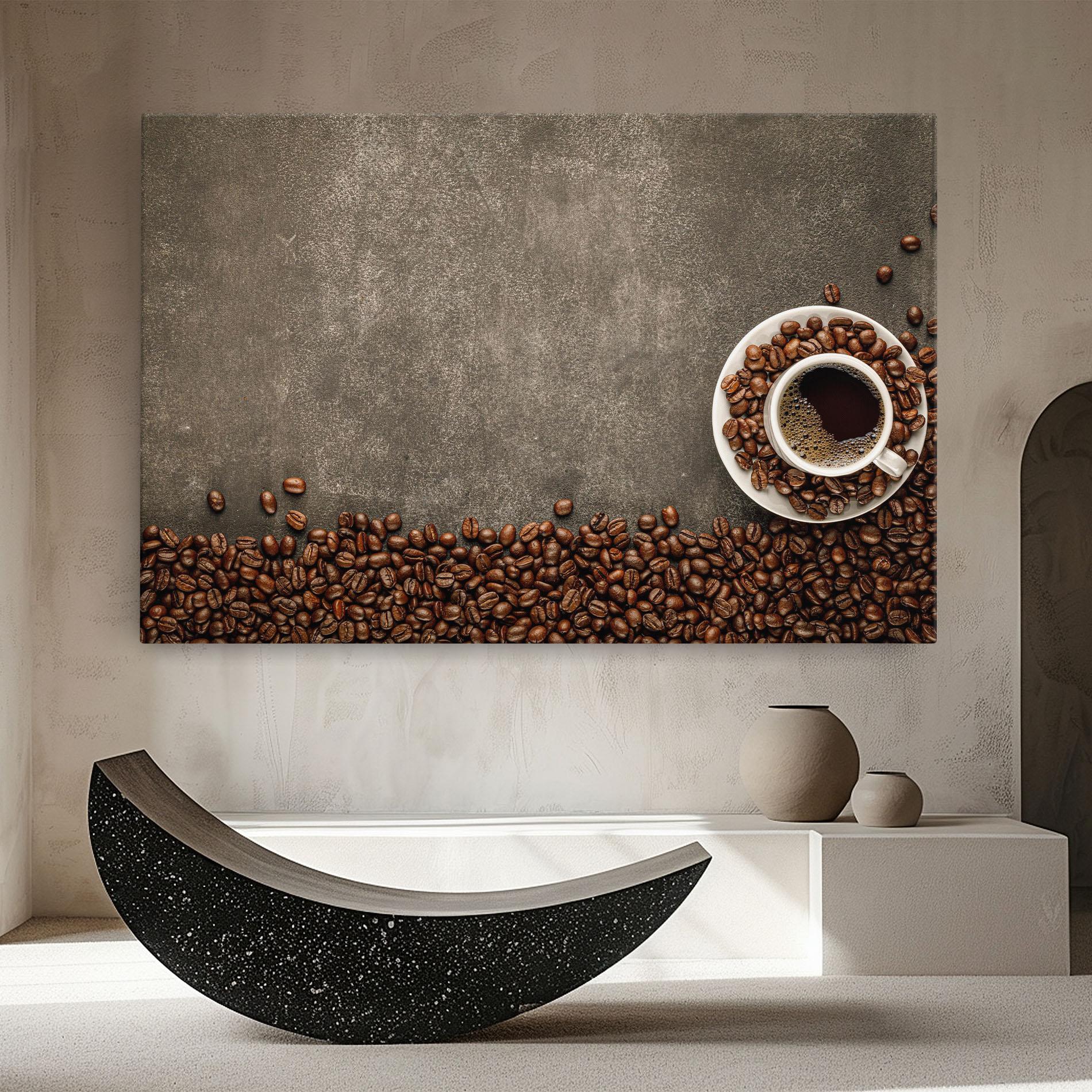 Vászonkép Coffee On Grey Table mockup 8