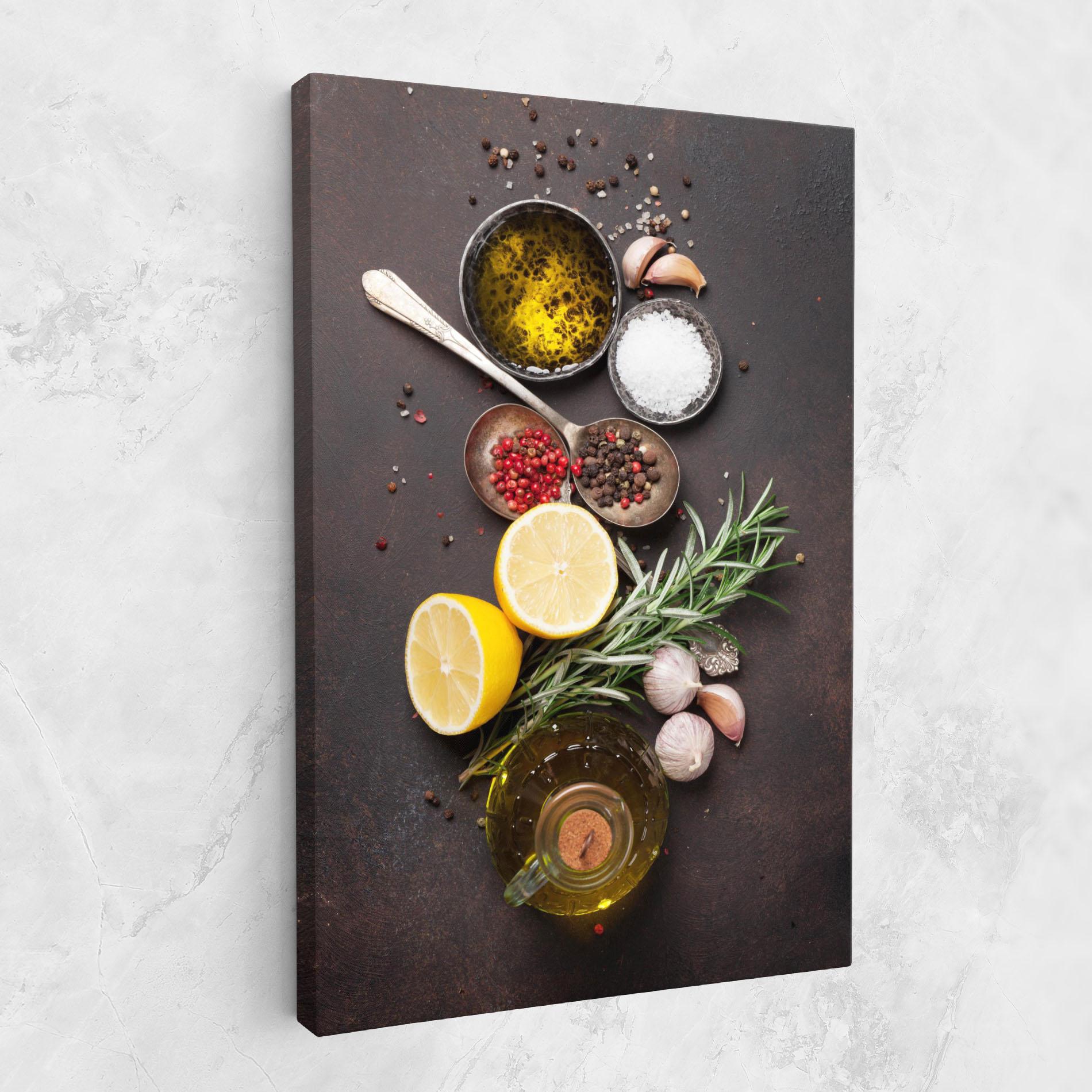 Vászonkép Spices On Stone Table mockup 1