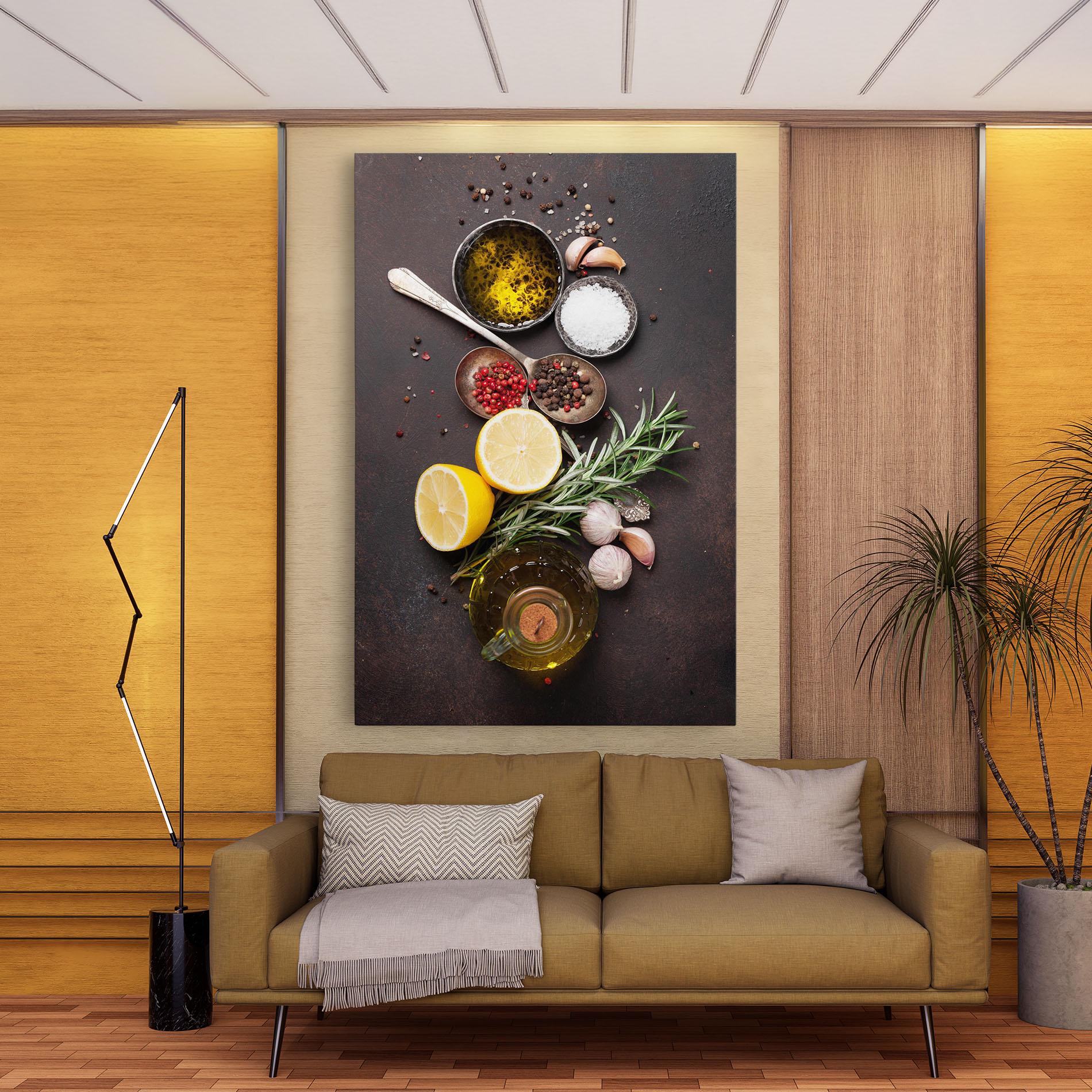 Vászonkép Spices On Stone Table mockup 9