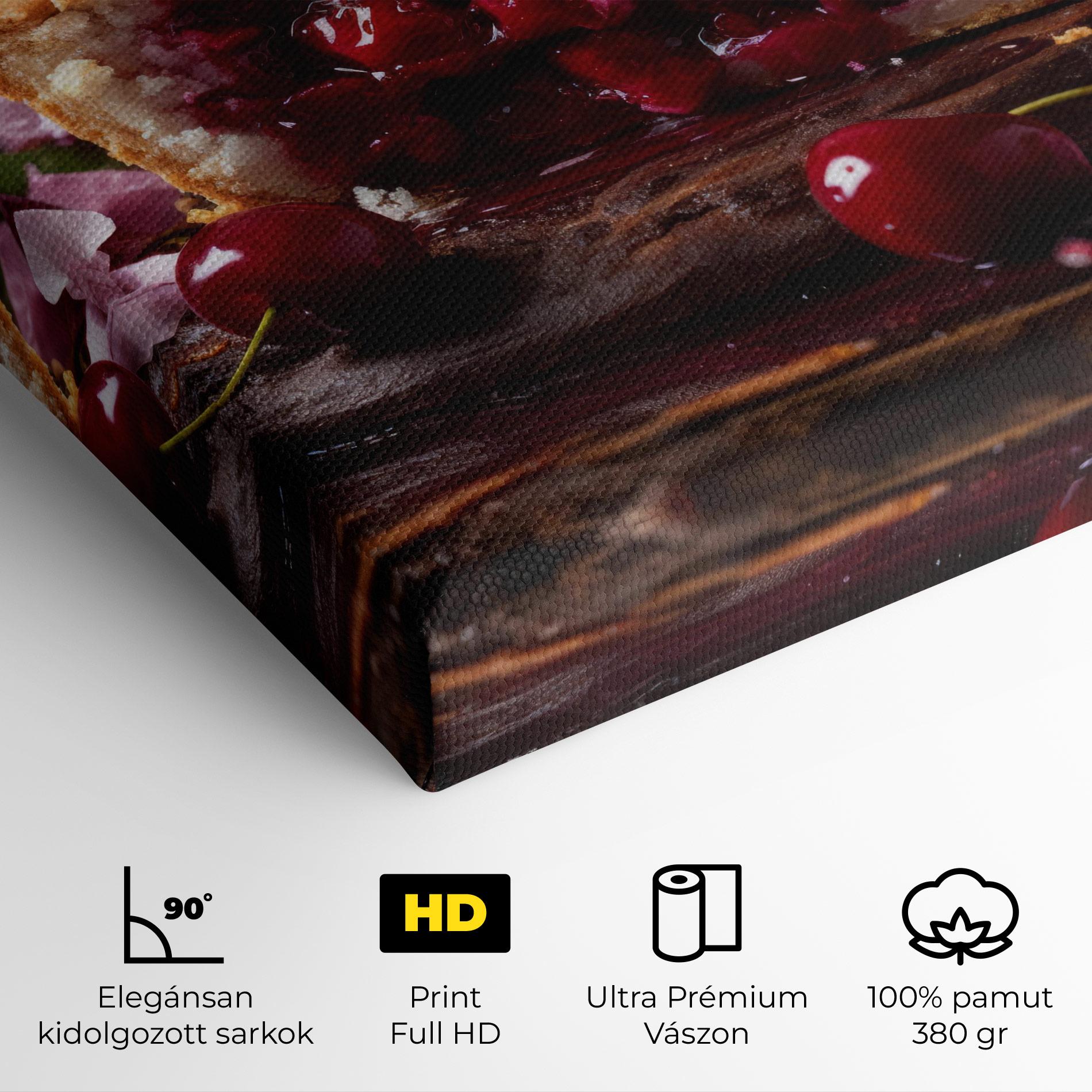 Vászonkép Wooden Table Cherries mockup 4