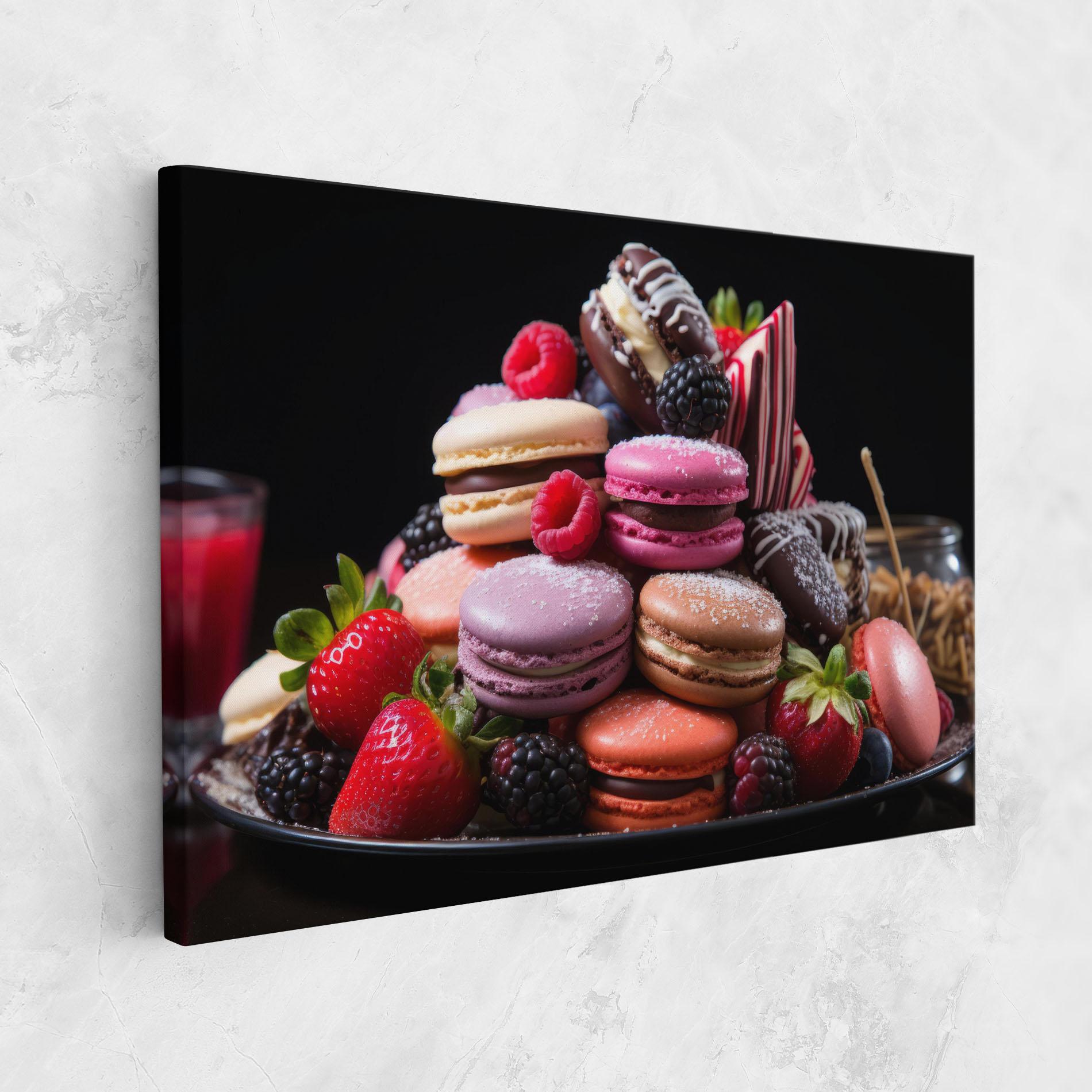 Vászonkép Berries Macarons mockup 1