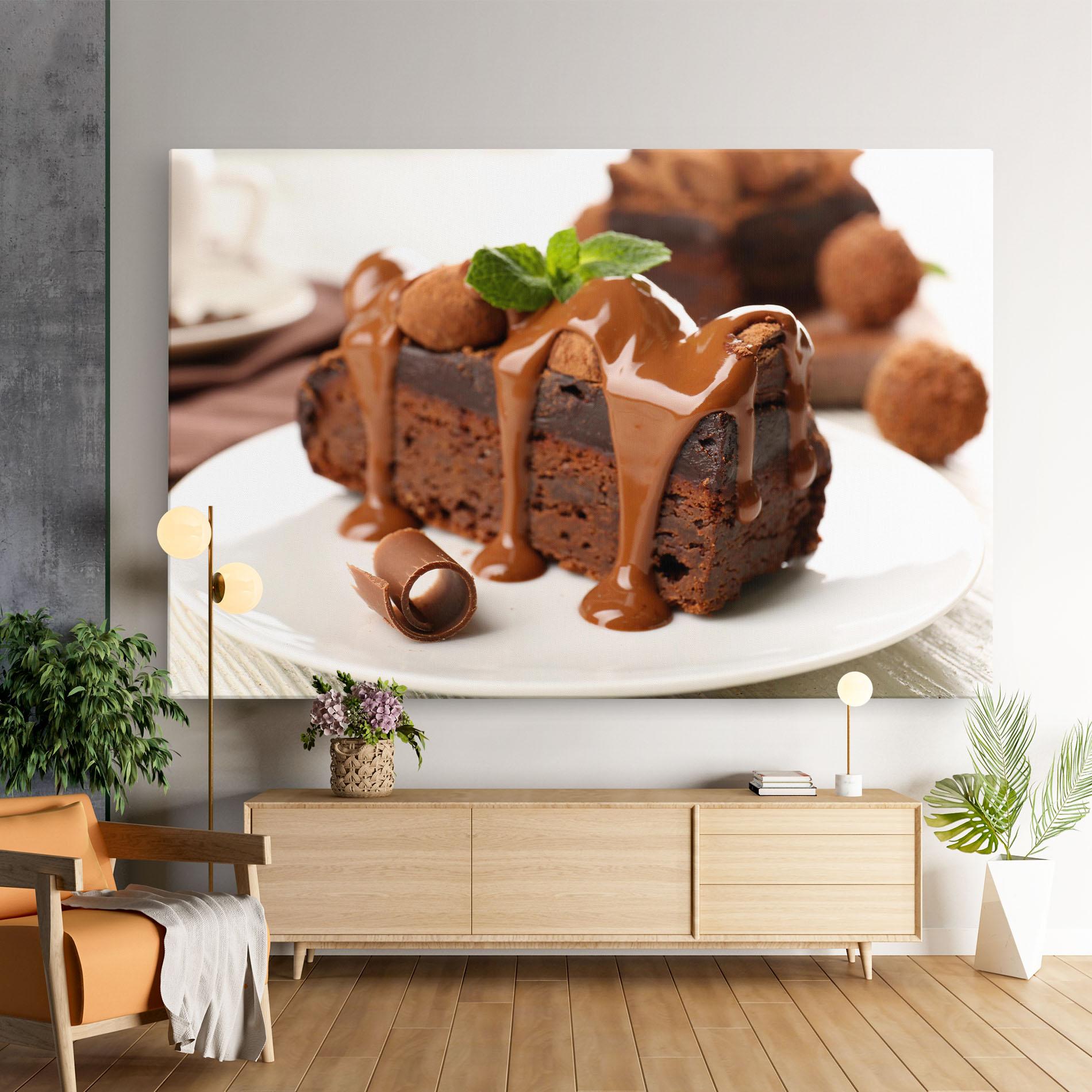 Vászonkép Mint Chocolate Cake mockup 9