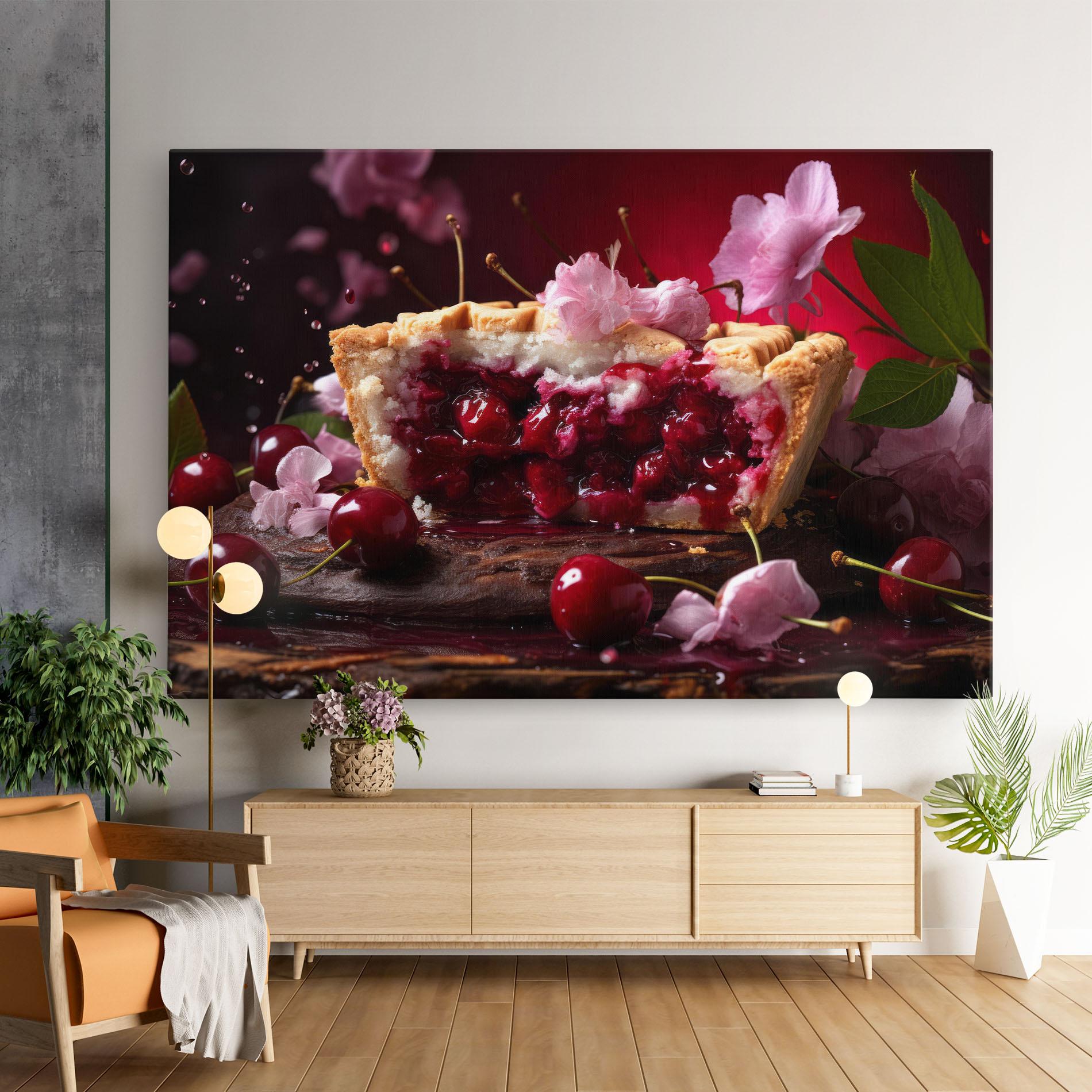Vászonkép Wooden Table Cherries mockup 9