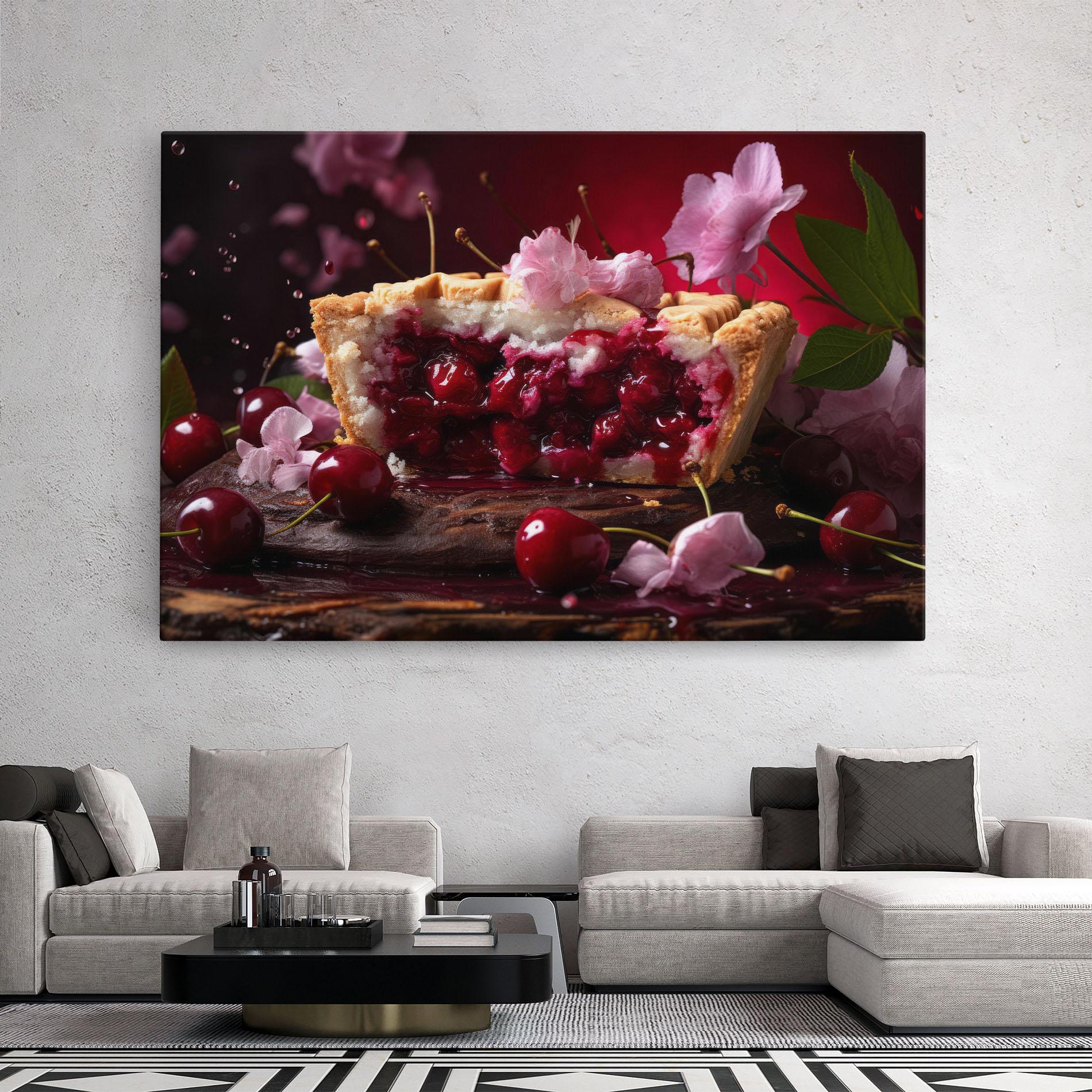 Vászonkép Wooden Table Cherries mockup 2