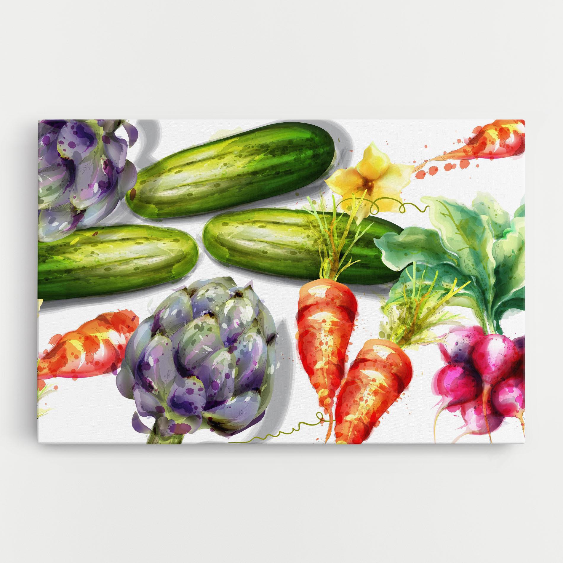 Vászonkép Watercolor Vegetables mockup 0