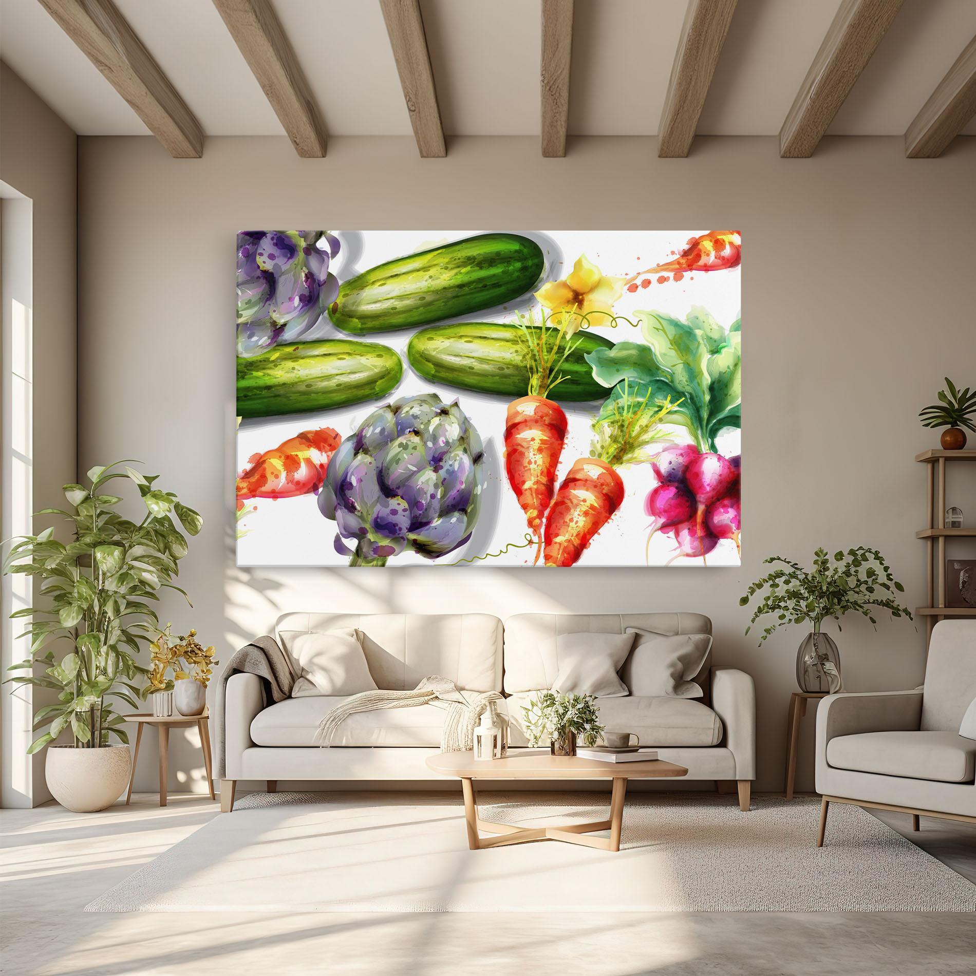 Vászonkép Watercolor Vegetables mockup 6