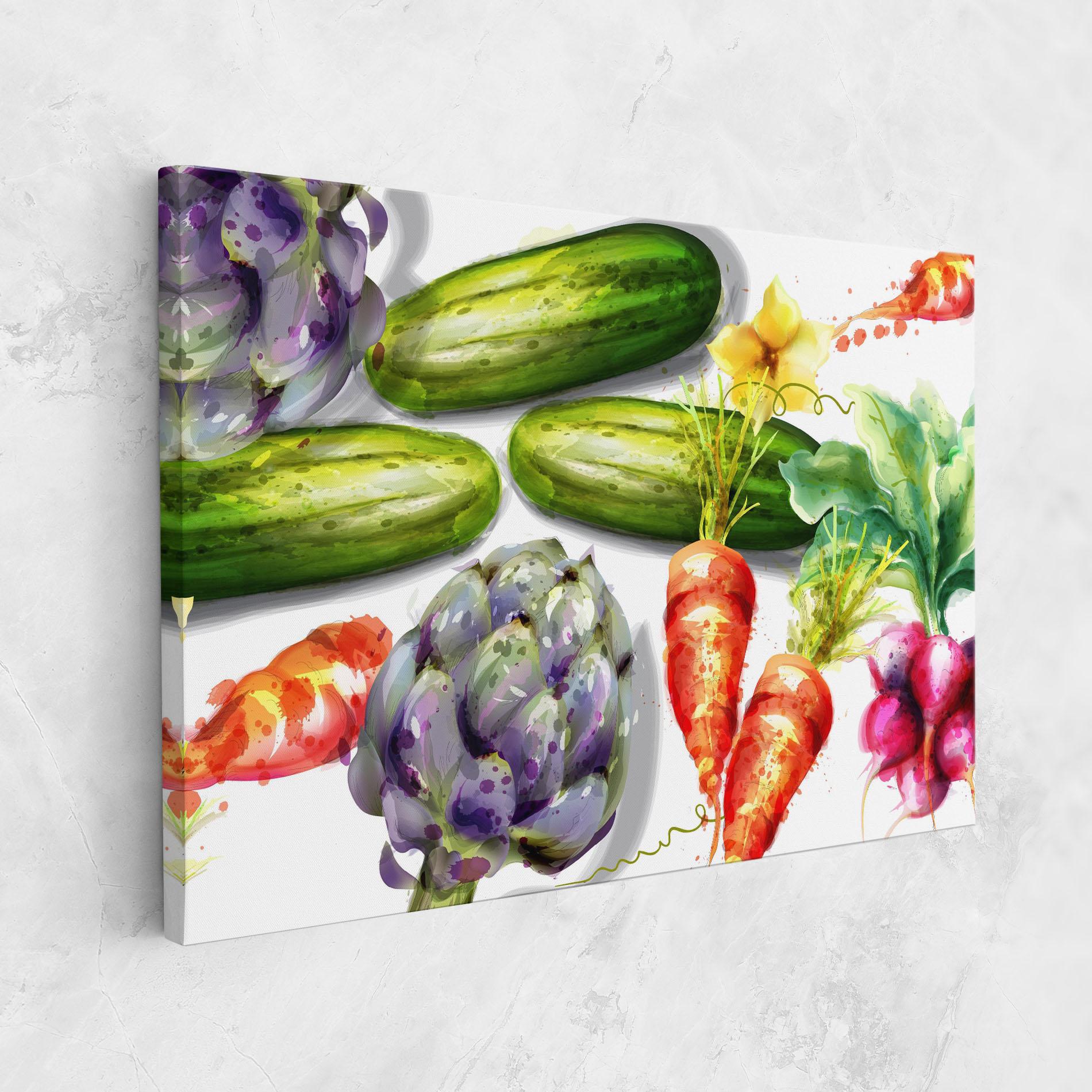 Vászonkép Watercolor Vegetables mockup 1