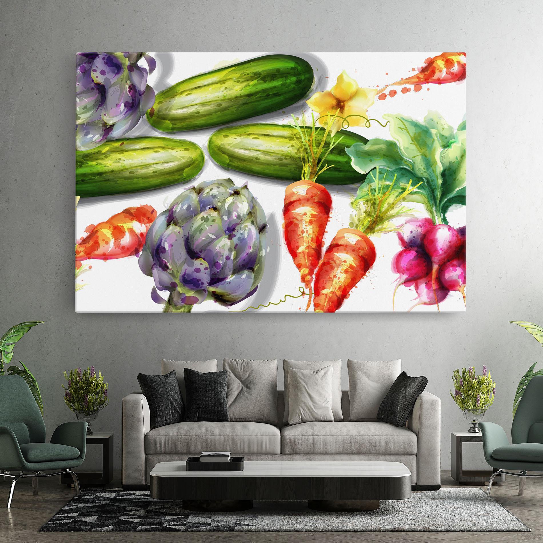 Vászonkép Watercolor Vegetables mockup 7