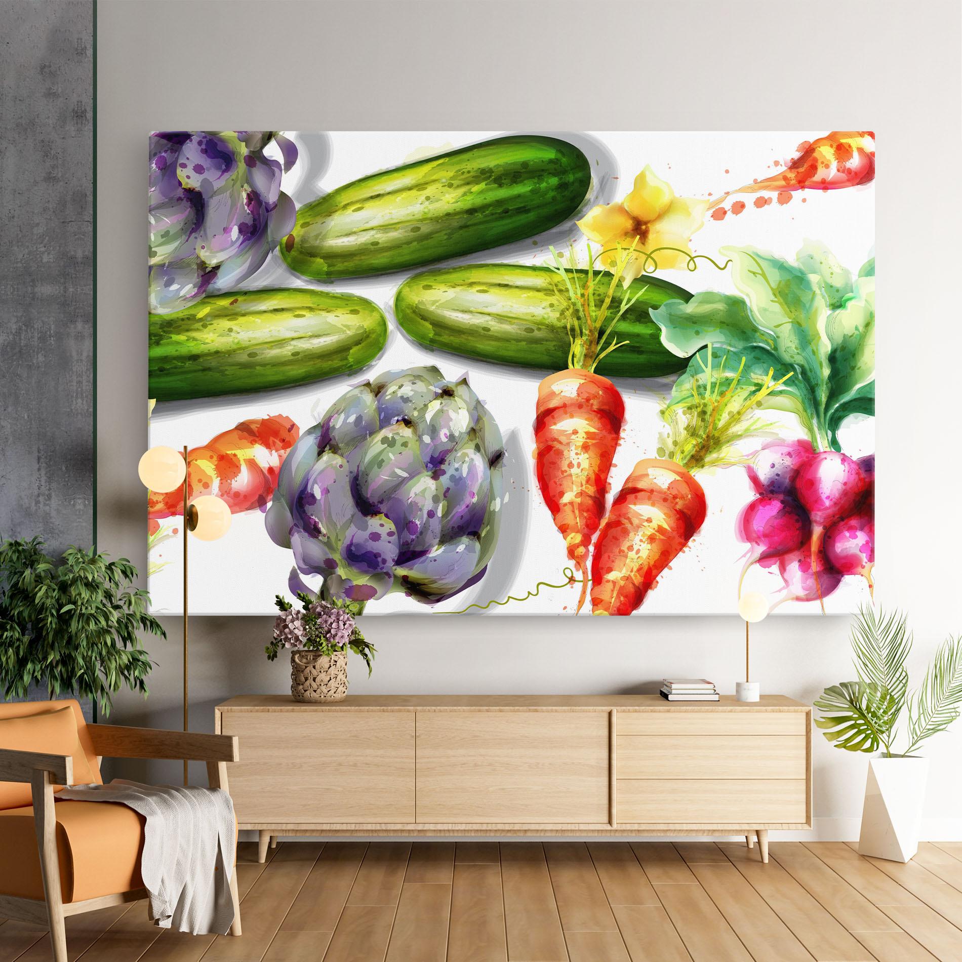 Vászonkép Watercolor Vegetables mockup 9