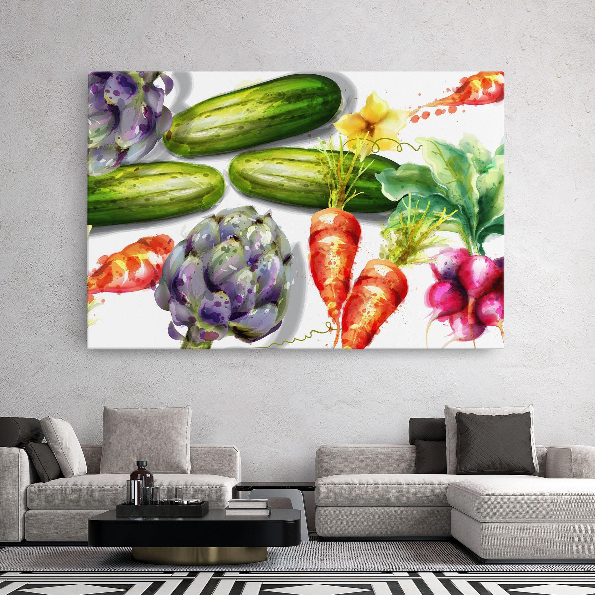 Vászonkép Watercolor Vegetables mockup 2