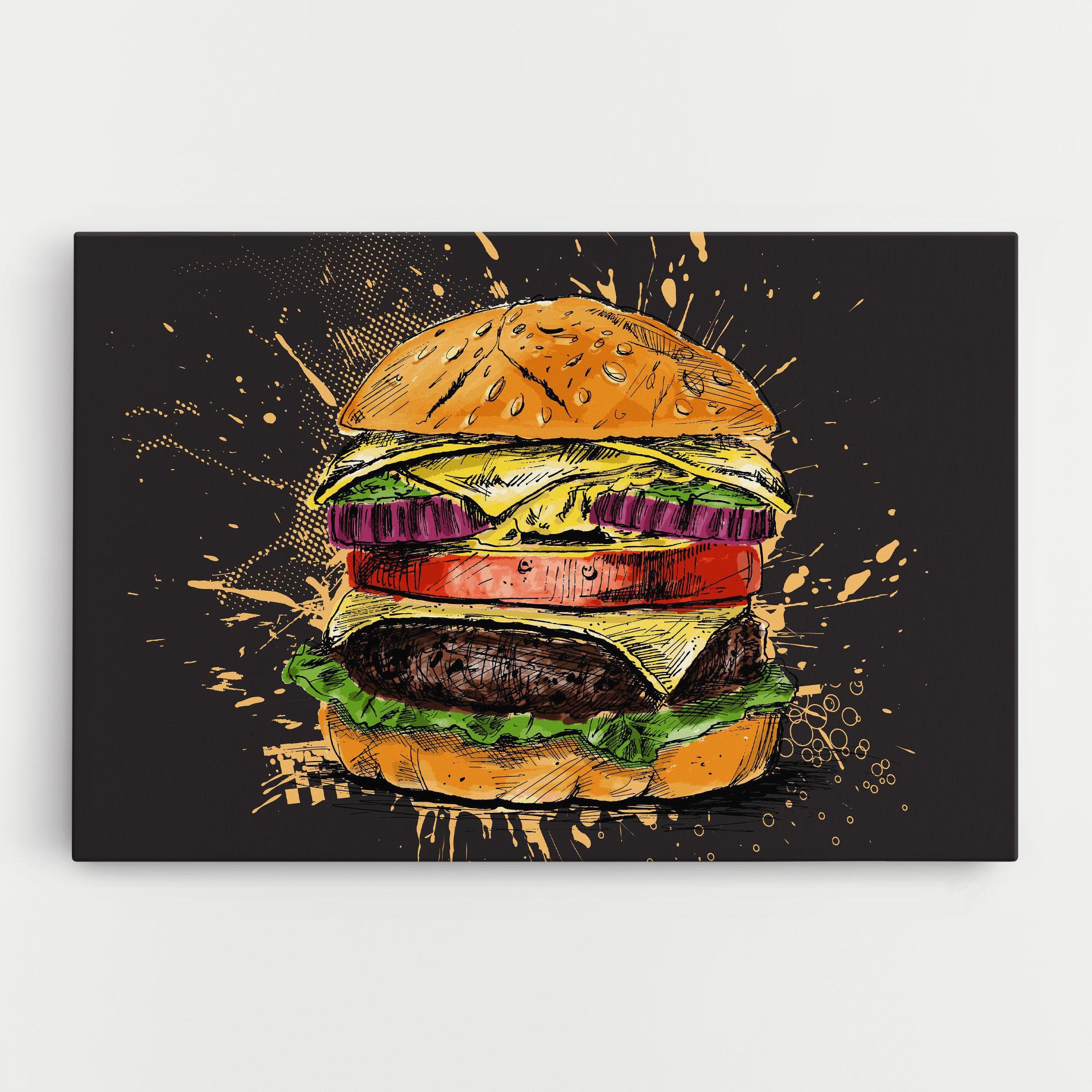 Vászonkép Burger Drawing mockup 0