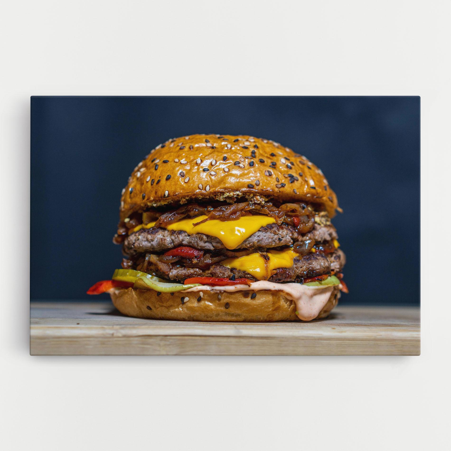Vászonkép Tasty Hamburger mockup 0