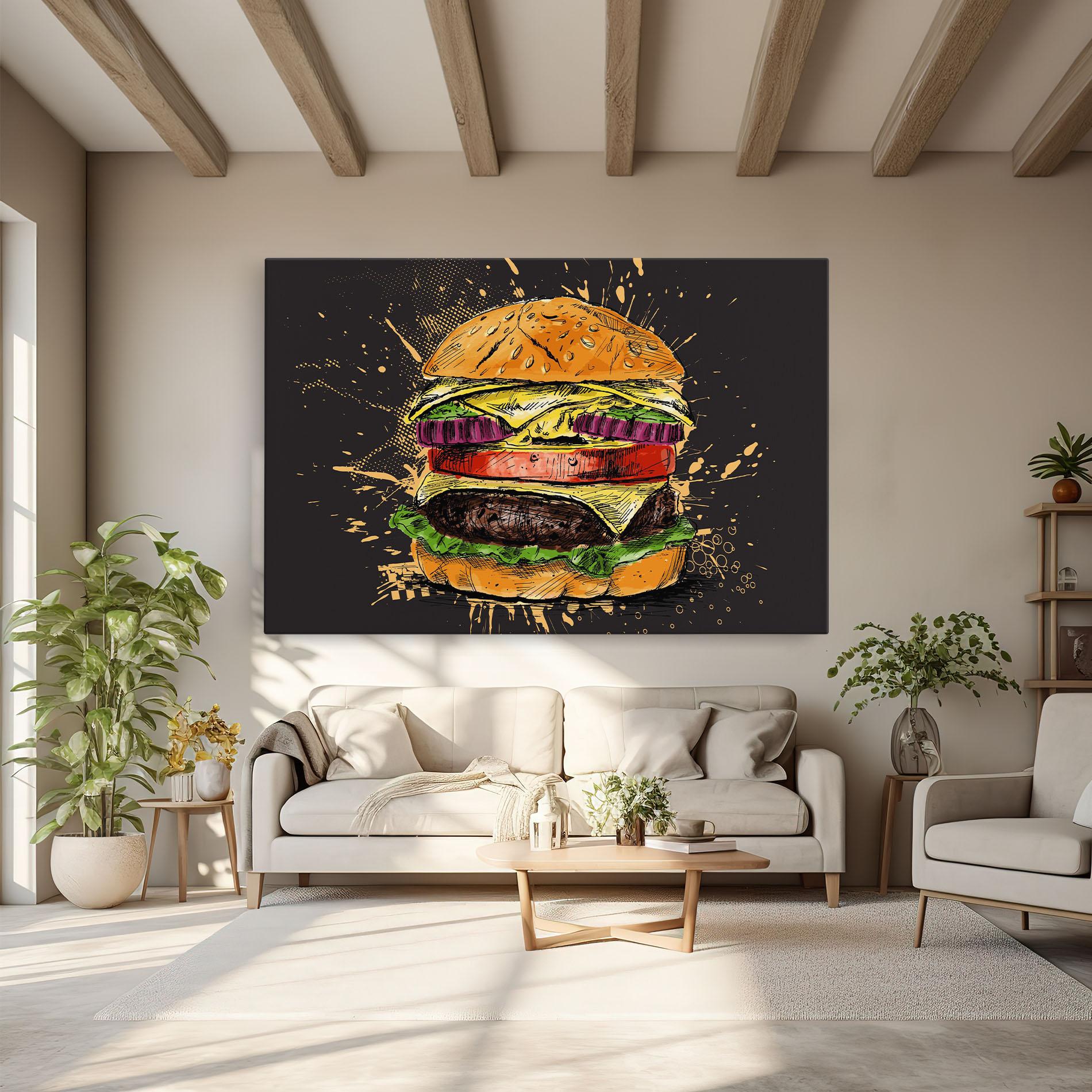 Vászonkép Burger Drawing mockup 6