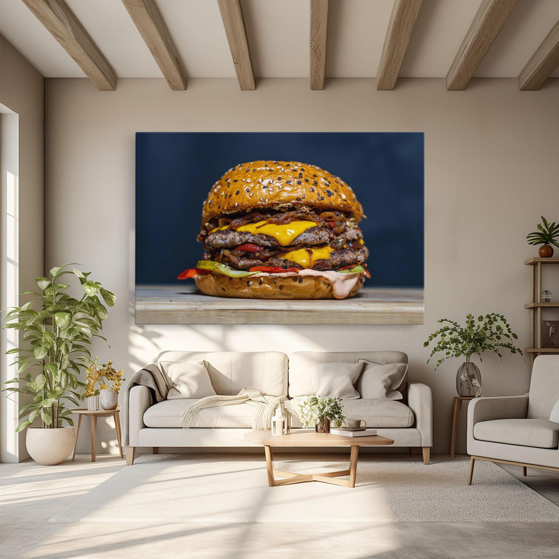 Vászonkép Tasty Hamburger mockup 6