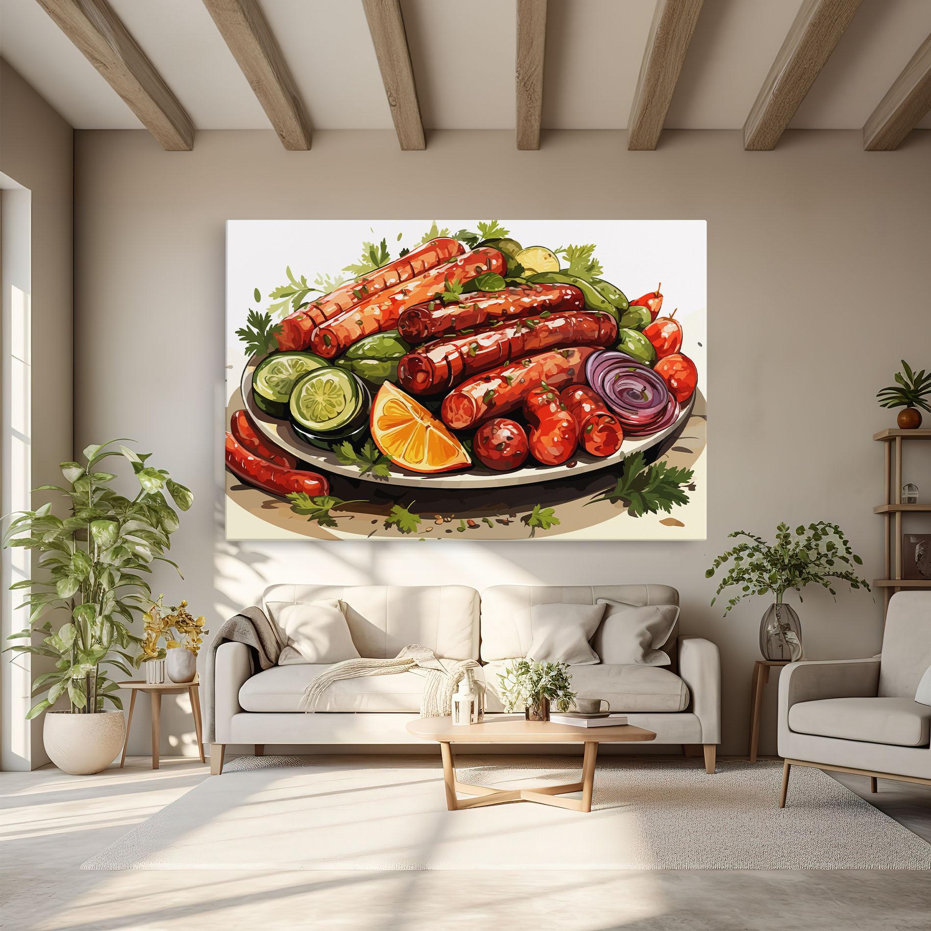 Vászonkép Tasty Sousages mockup 6