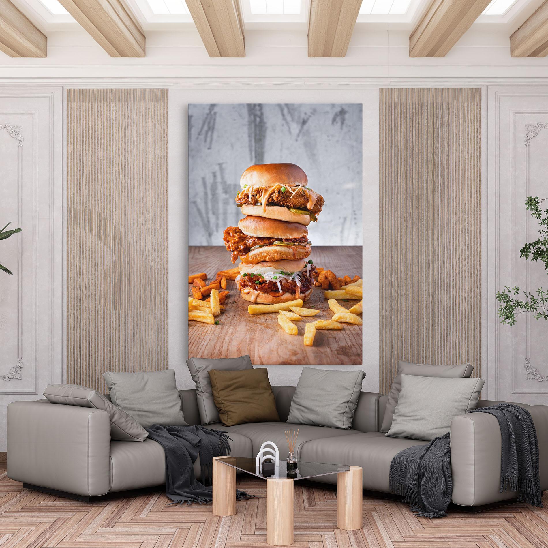 Vászonkép Triple Hamburger mockup 6